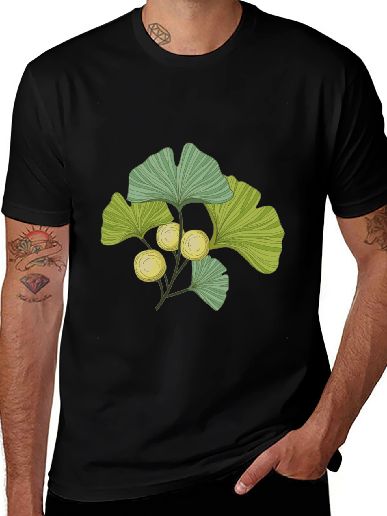 Ginkgo Leaf Print T-Shirt - Nature Inspired Design