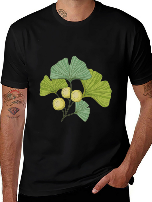 Ginkgo Leaf Print T-Shirt - Nature Inspired Design
