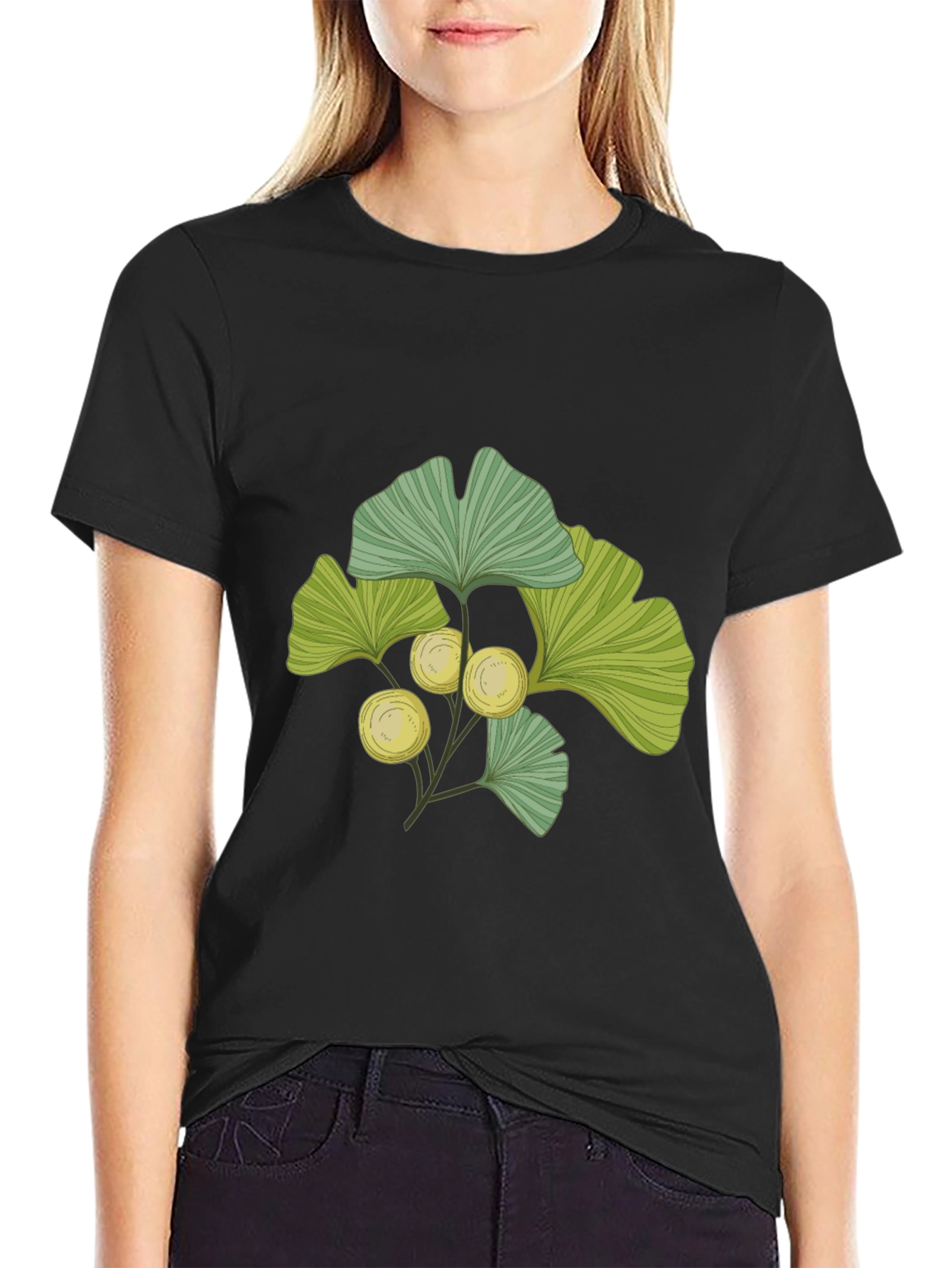 Ginkgo Leaf Print T-Shirt - Nature Inspired Design