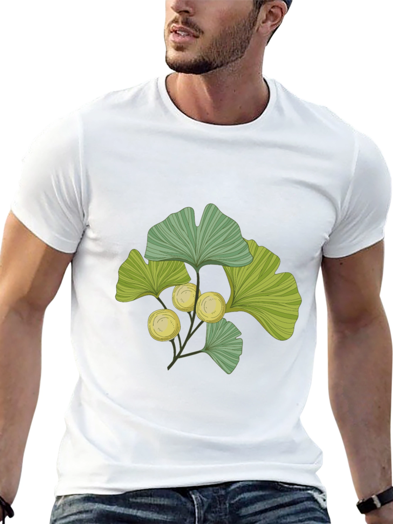 Ginkgo Leaf Print T-Shirt - Nature Inspired Design