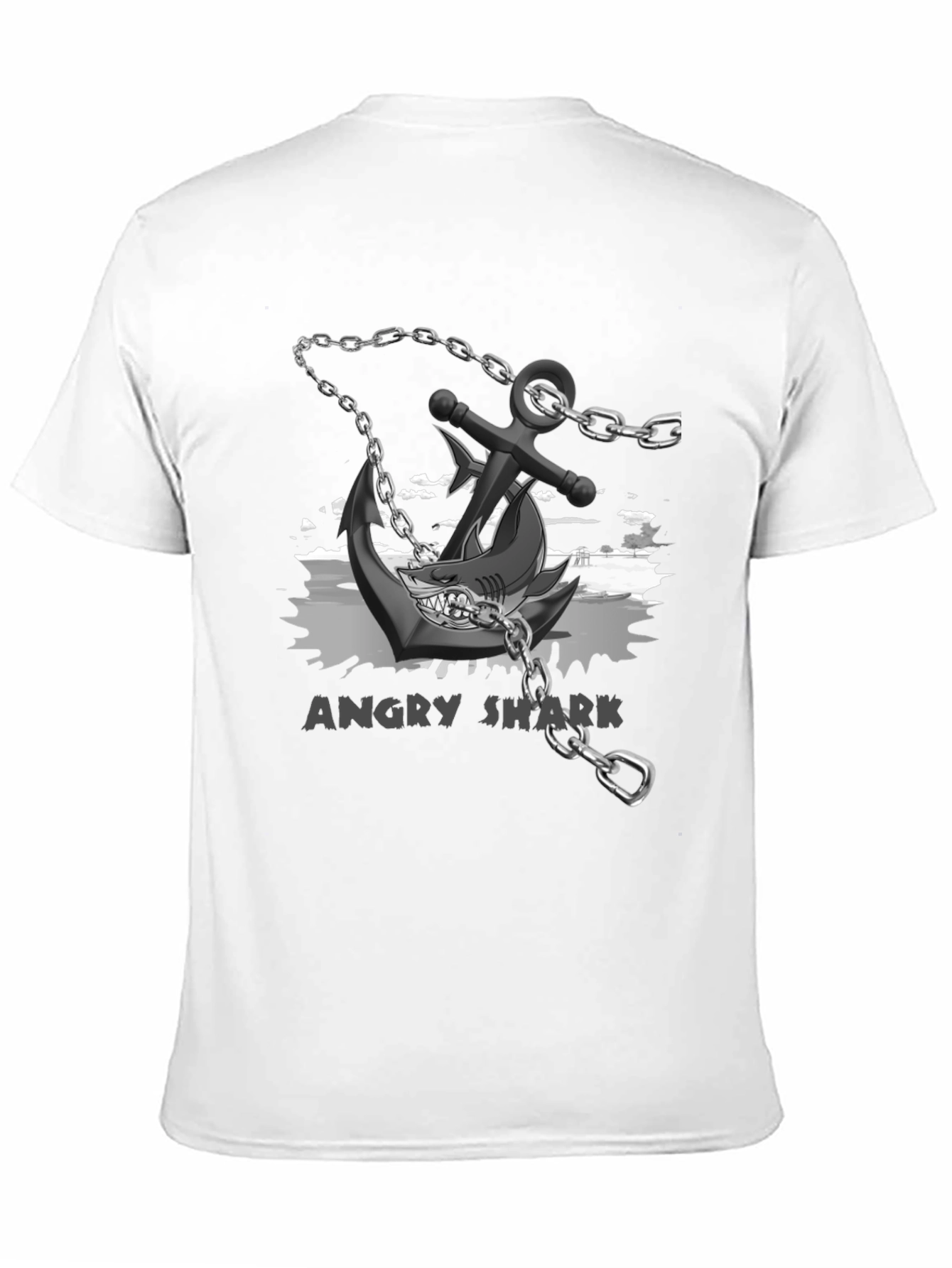 Angry Shark Anchor T-Shirt Black