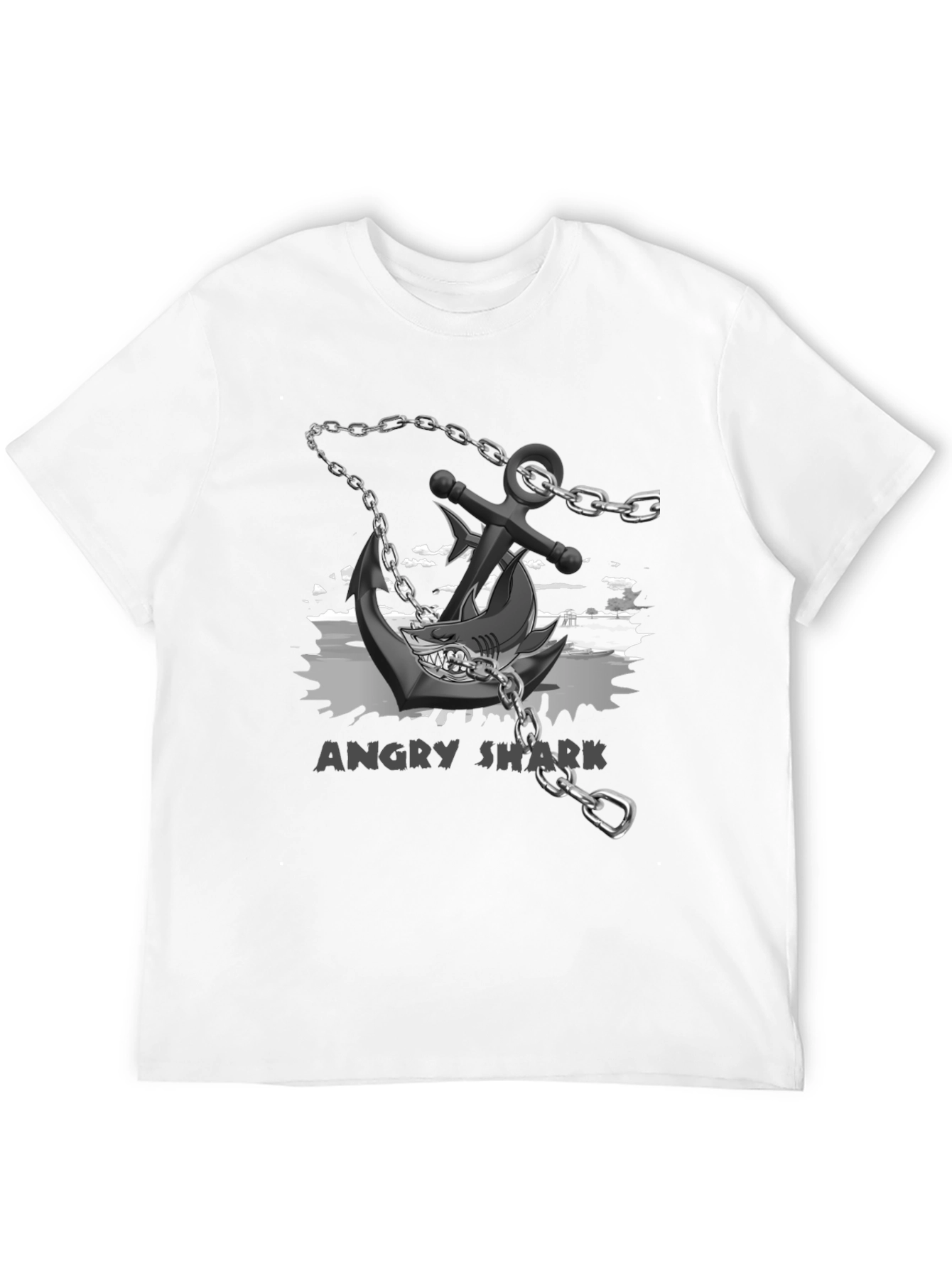 Angry Shark Anchor T-Shirt Black