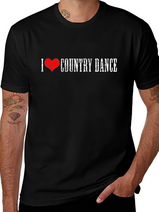 I Love Country Dance Graphic Tee Shirt - Black