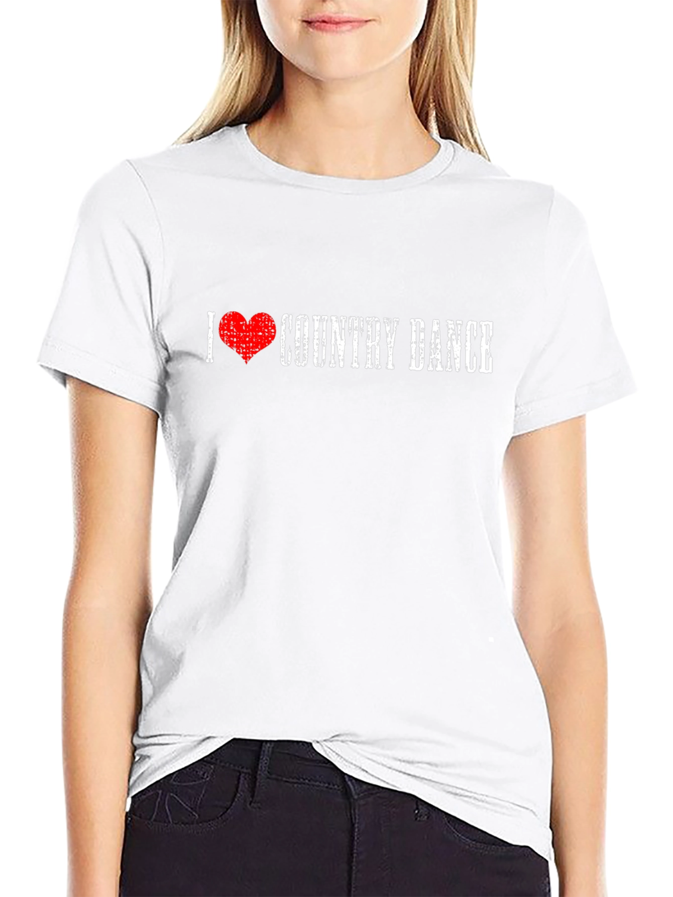 I Love Country Dance Graphic Tee Shirt - Black