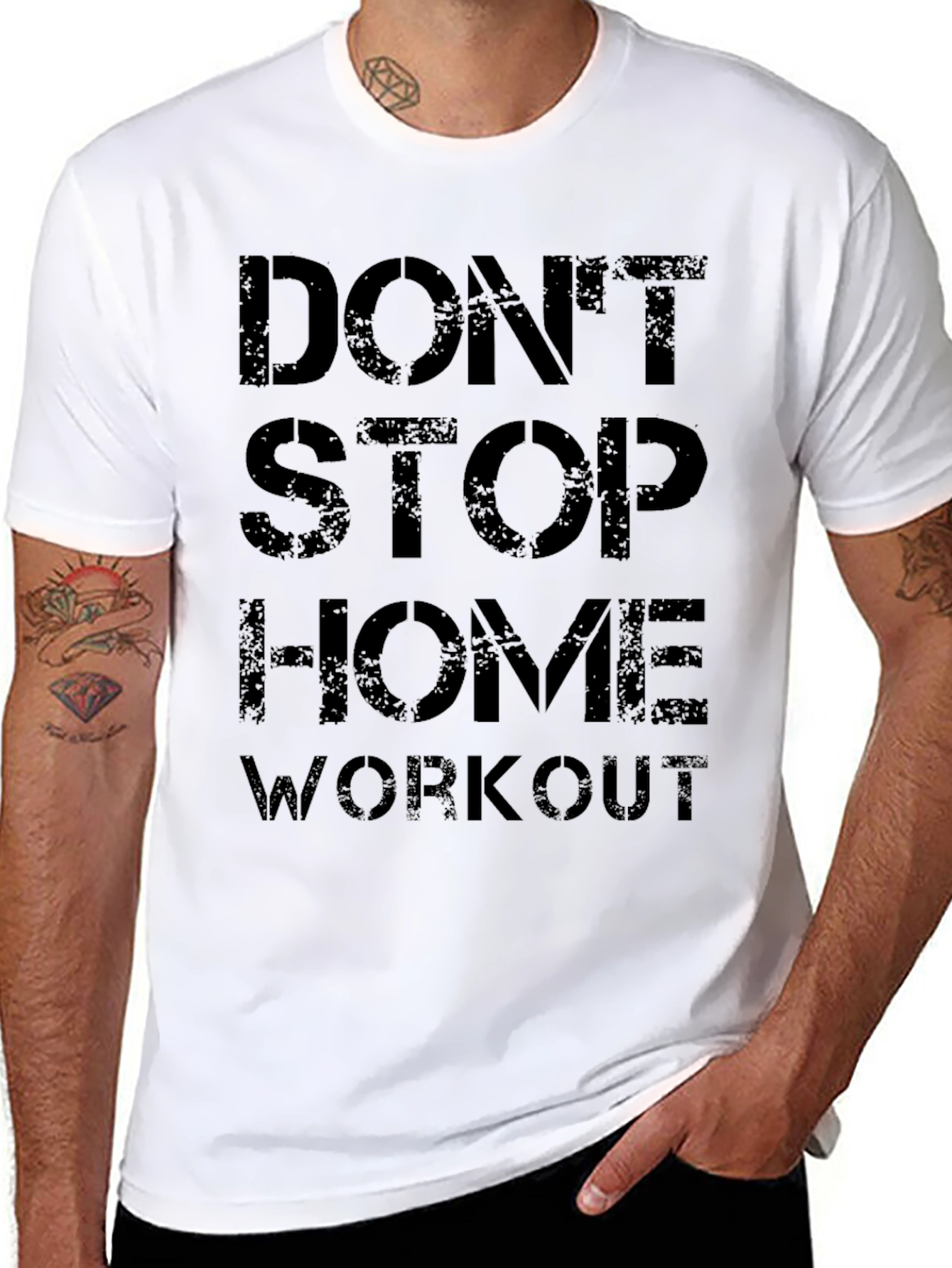 Mens Black Dont Stop Home Workout T-Shirt