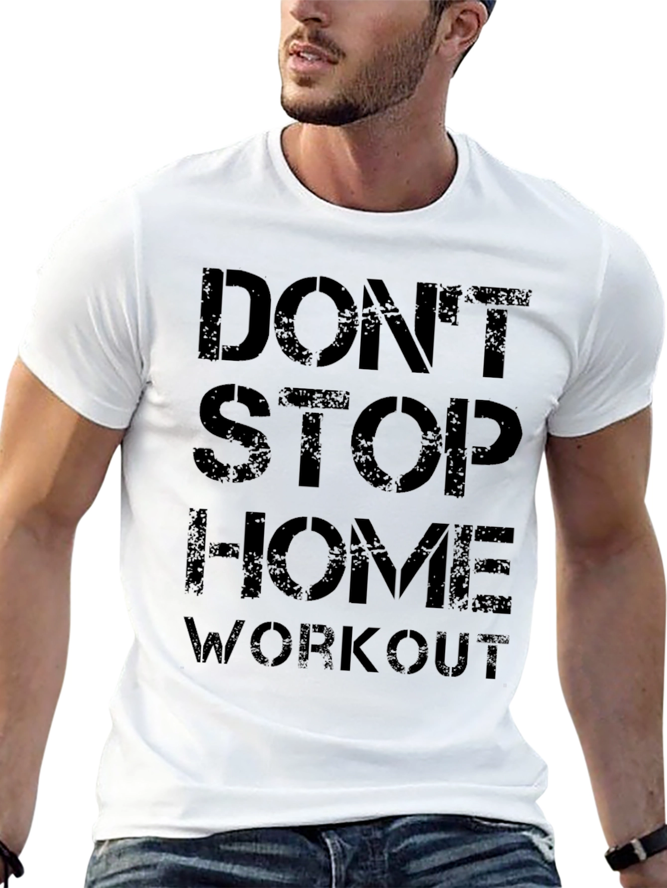Mens Black Dont Stop Home Workout T-Shirt