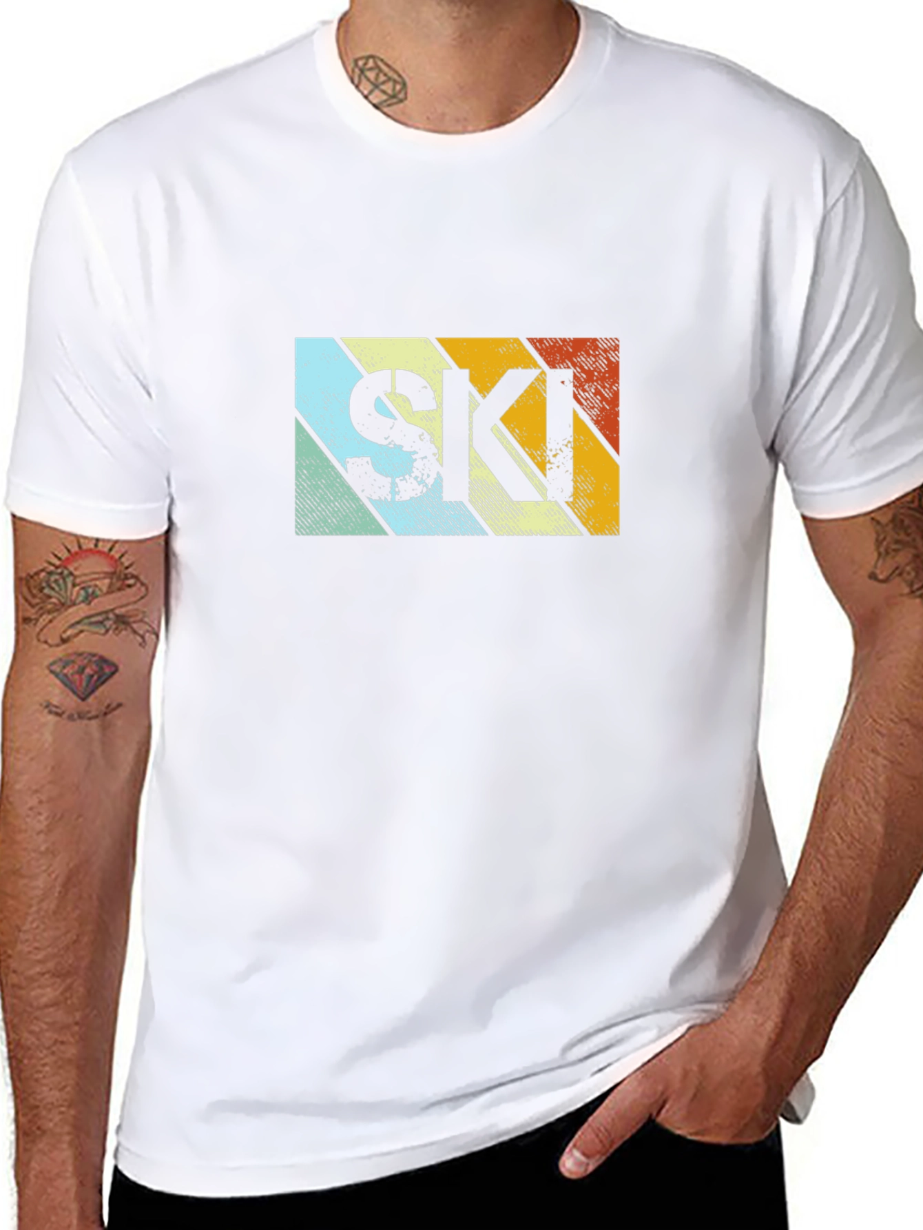 Retro Style SKI Graphic T-Shirt - Black