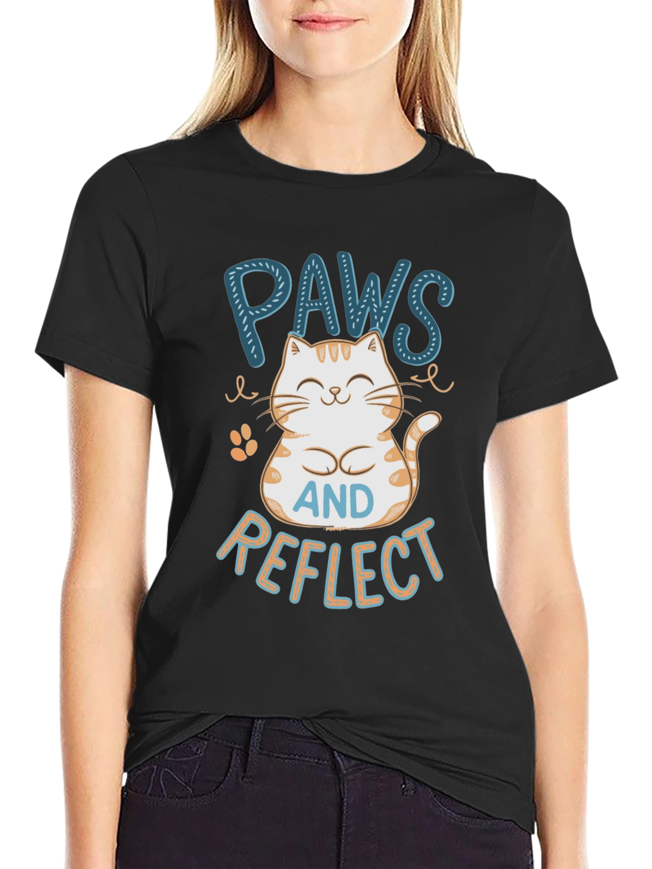 Paws & Reflect Cat Graphic T-Shirt