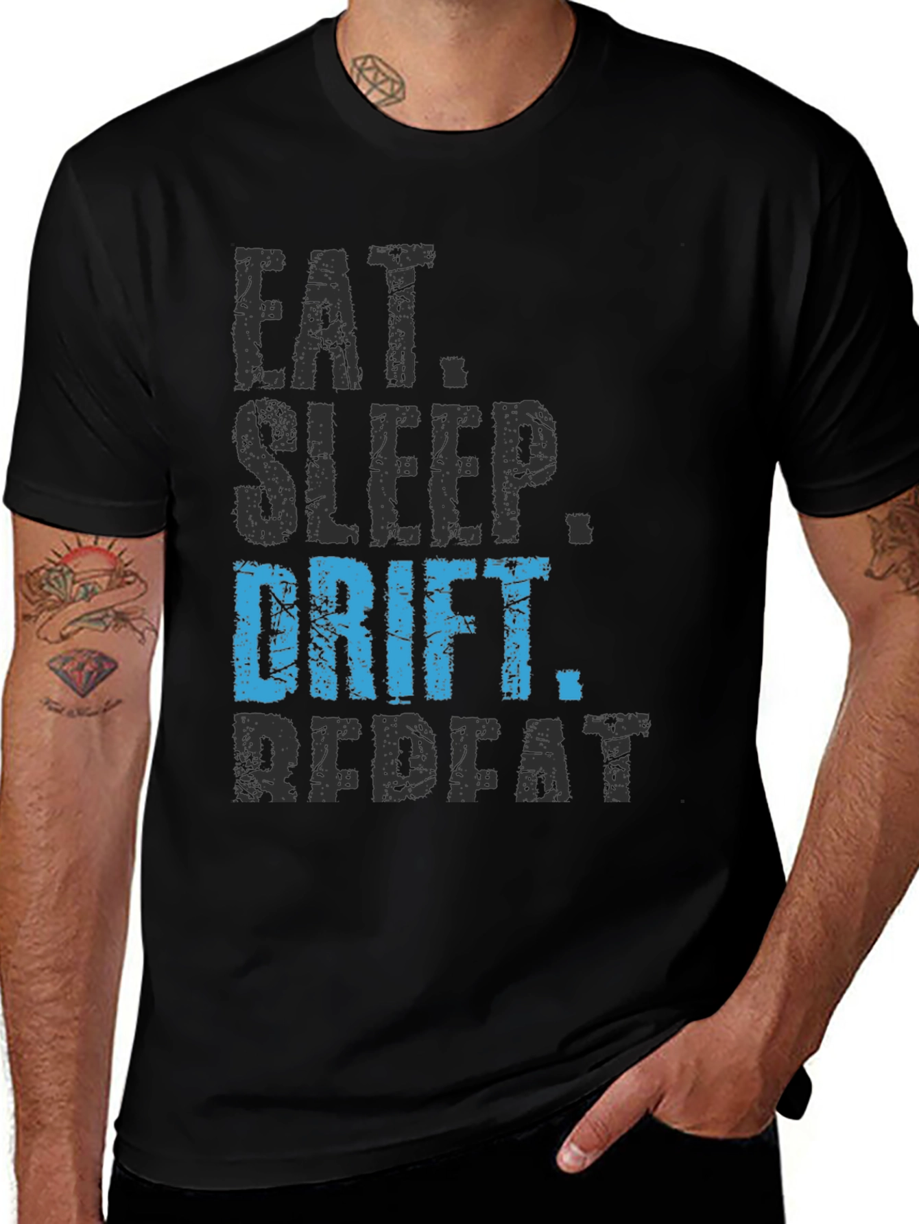 Eat Sleep Drift Repeat Black Graphic Tee