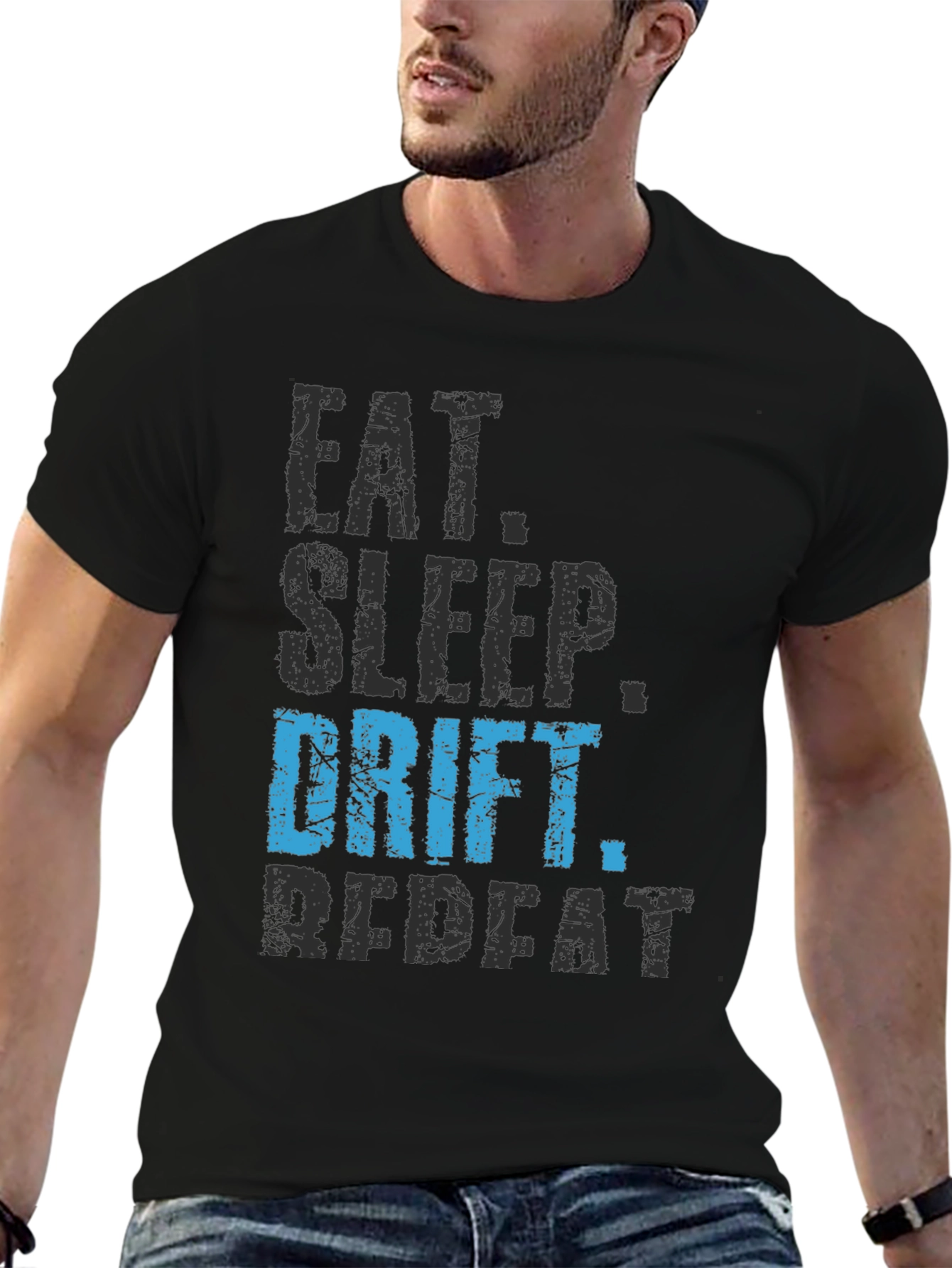 Eat Sleep Drift Repeat Black Graphic Tee