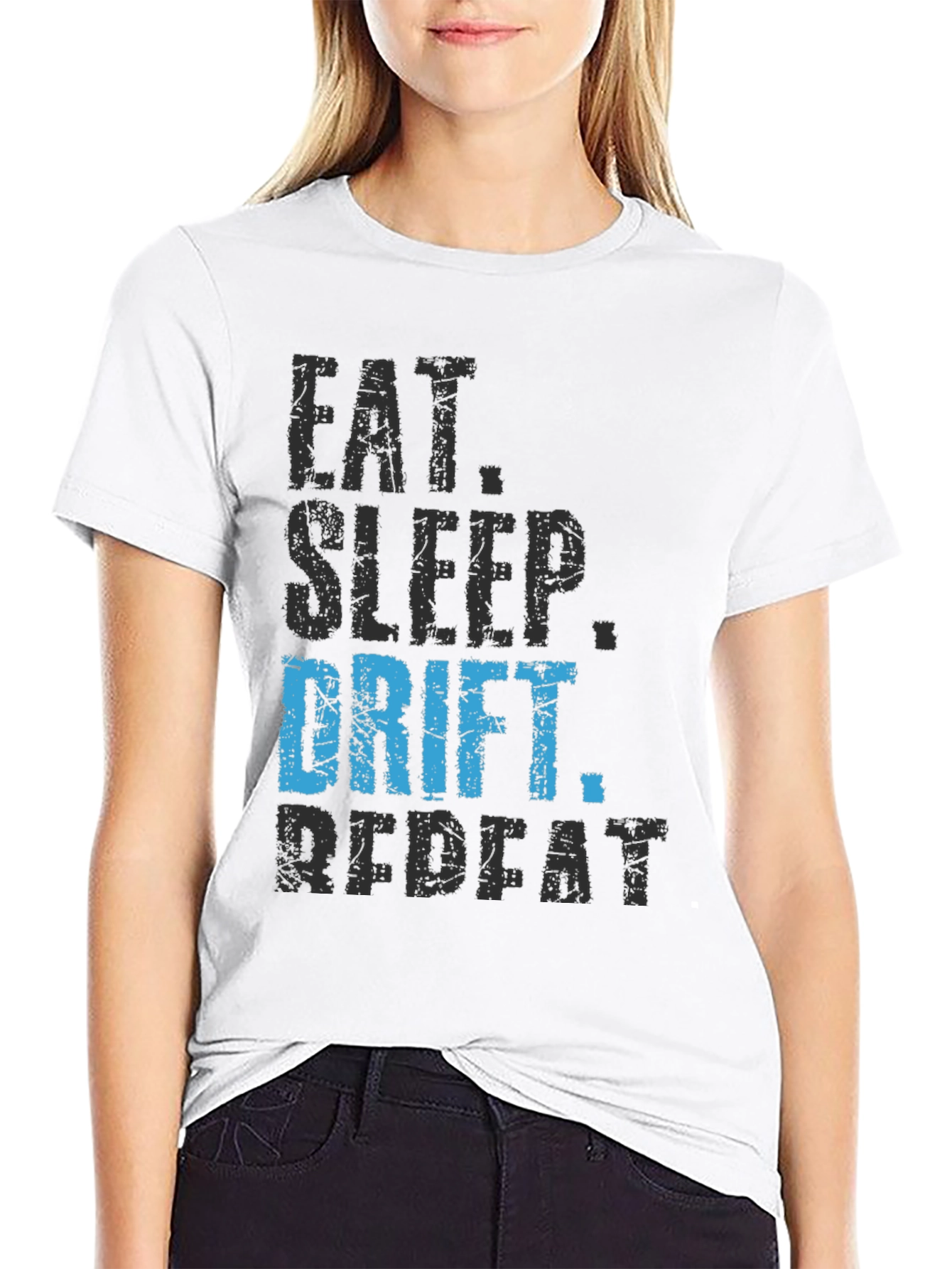 Eat Sleep Drift Repeat Black Graphic Tee