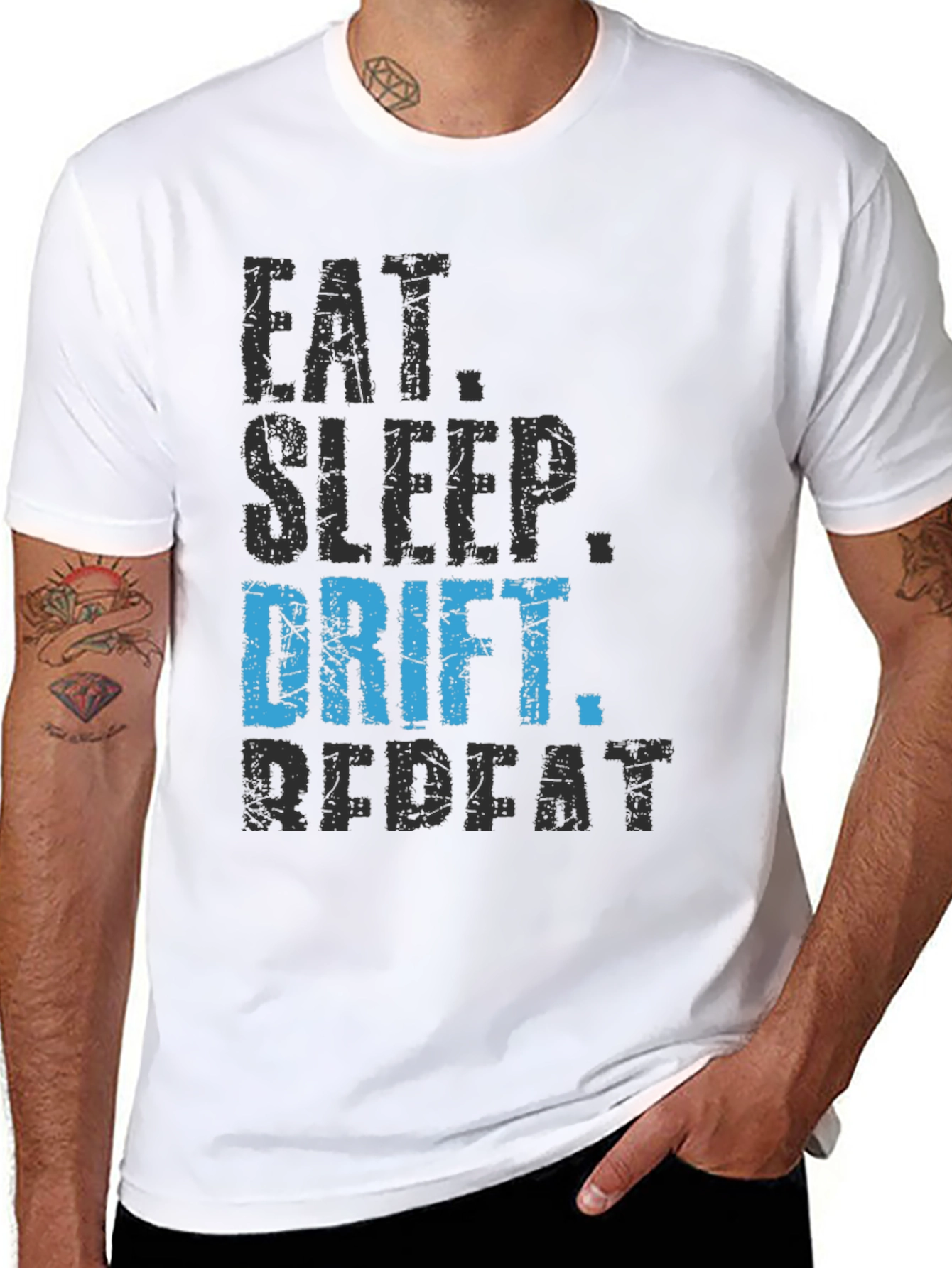 Eat Sleep Drift Repeat Black Graphic Tee