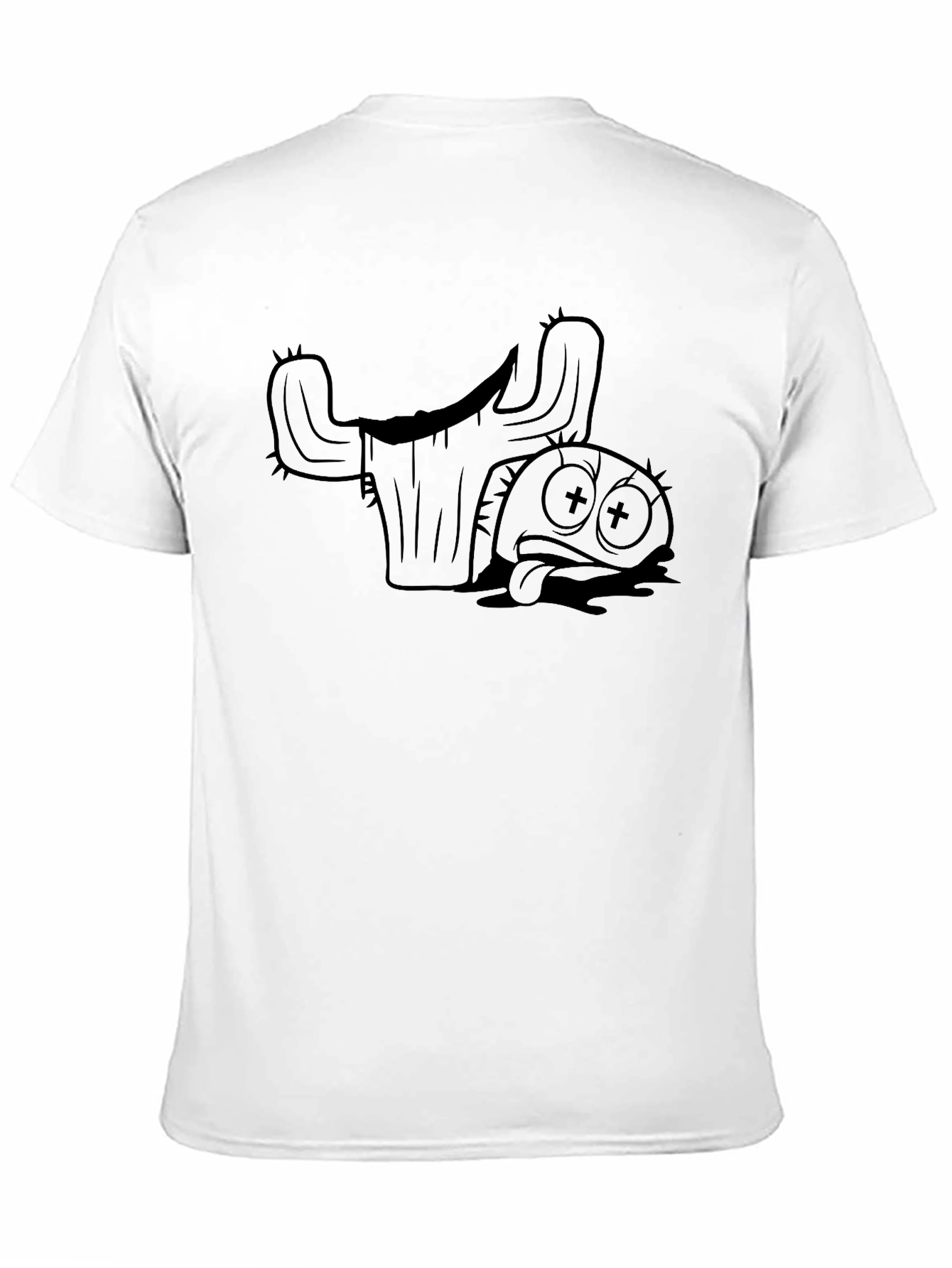 Funny Dead Taco and Cactus Graphic T-Shirt - Black