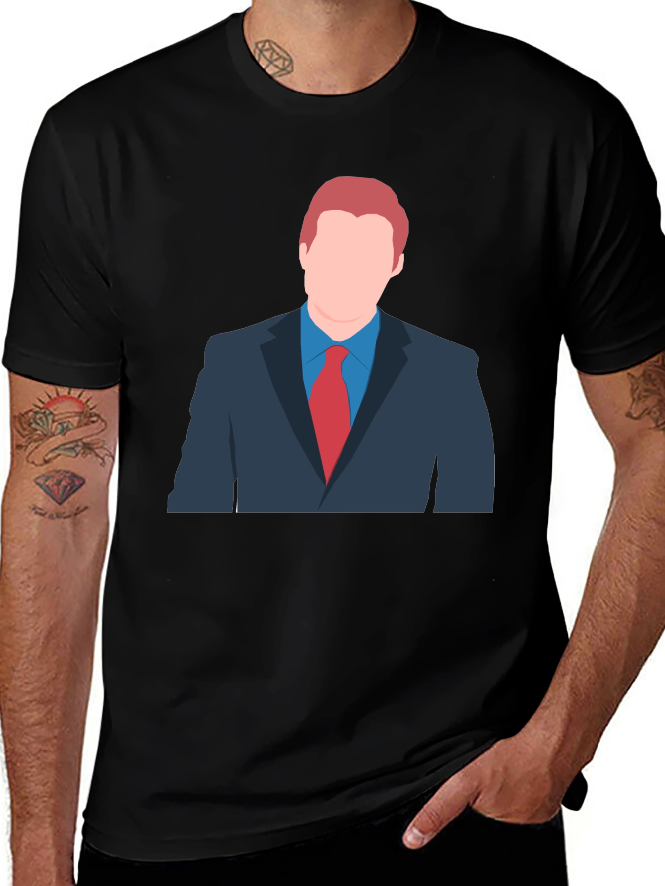 Cartoon Style Suit T-Shirt - Unique Graphic Tee