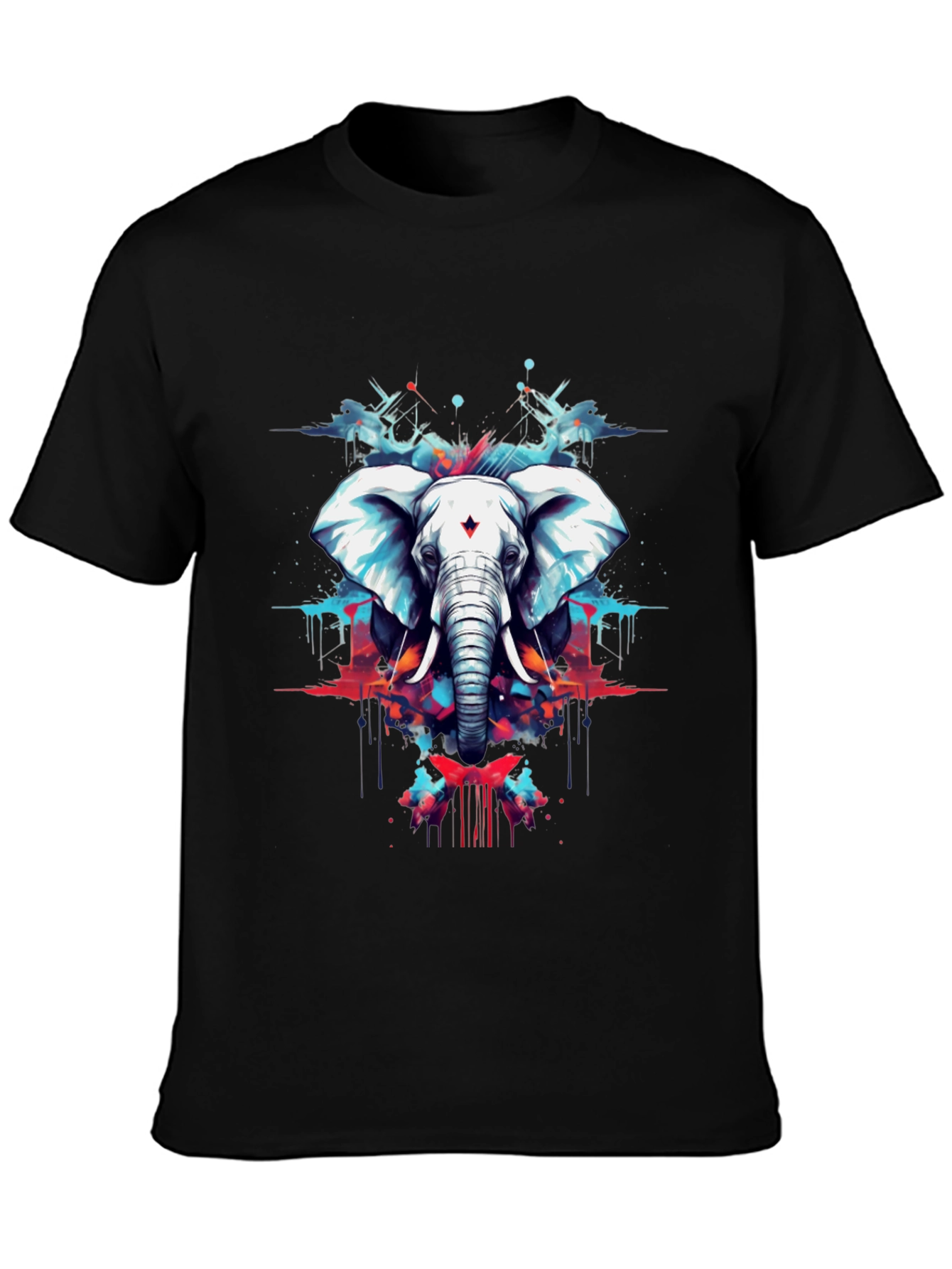 Elephant Art Black T-Shirt - Mens Graphic Tee