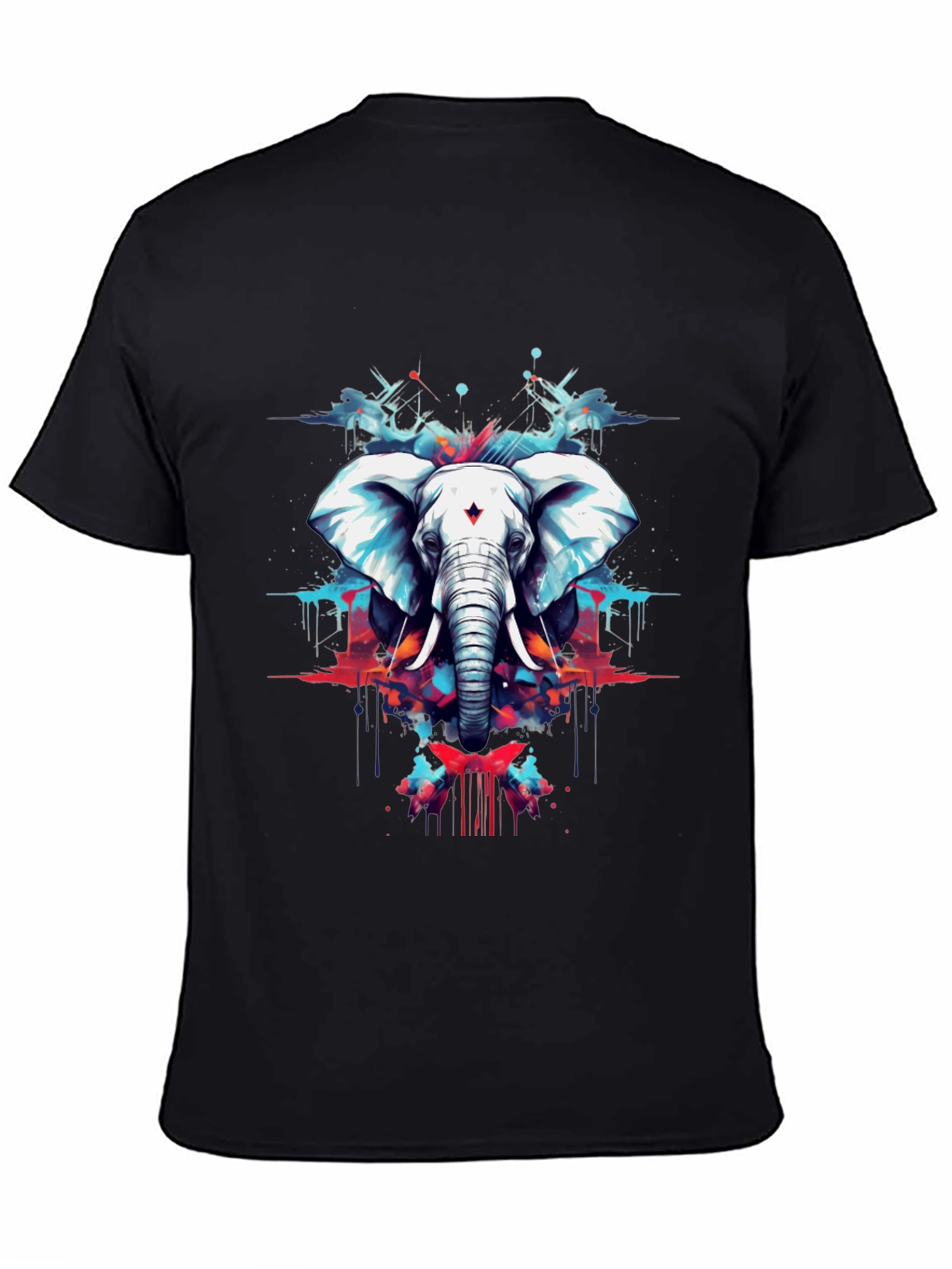 Elephant Art Black T-Shirt - Mens Graphic Tee