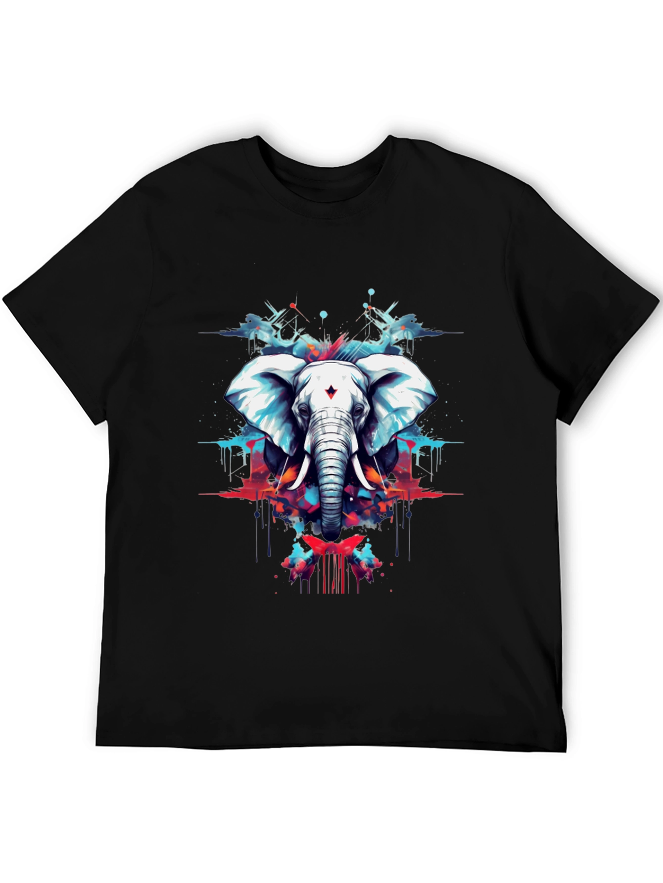 Elephant Art Black T-Shirt - Mens Graphic Tee