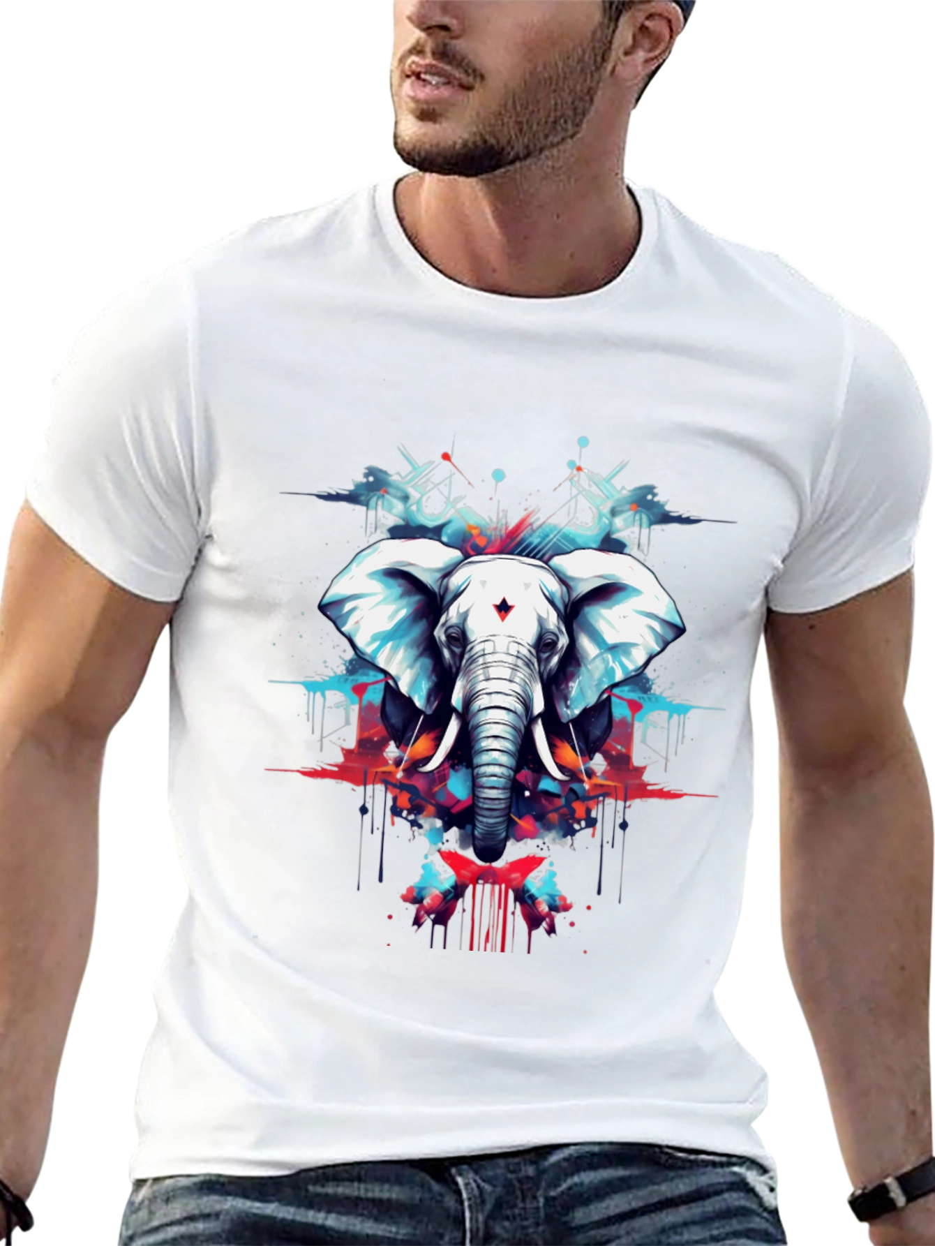 Elephant Art Black T-Shirt - Mens Graphic Tee