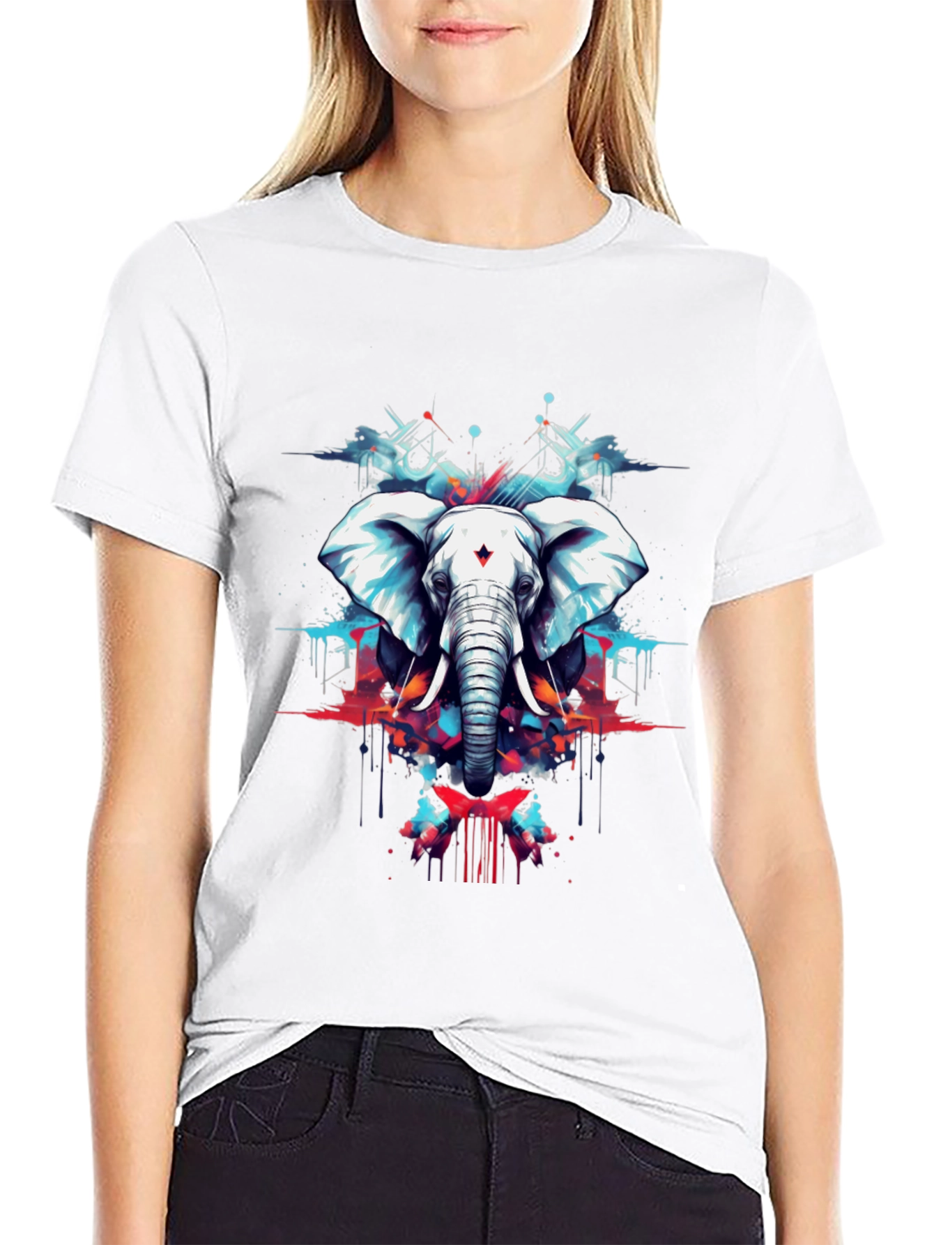 Elephant Art Black T-Shirt - Mens Graphic Tee