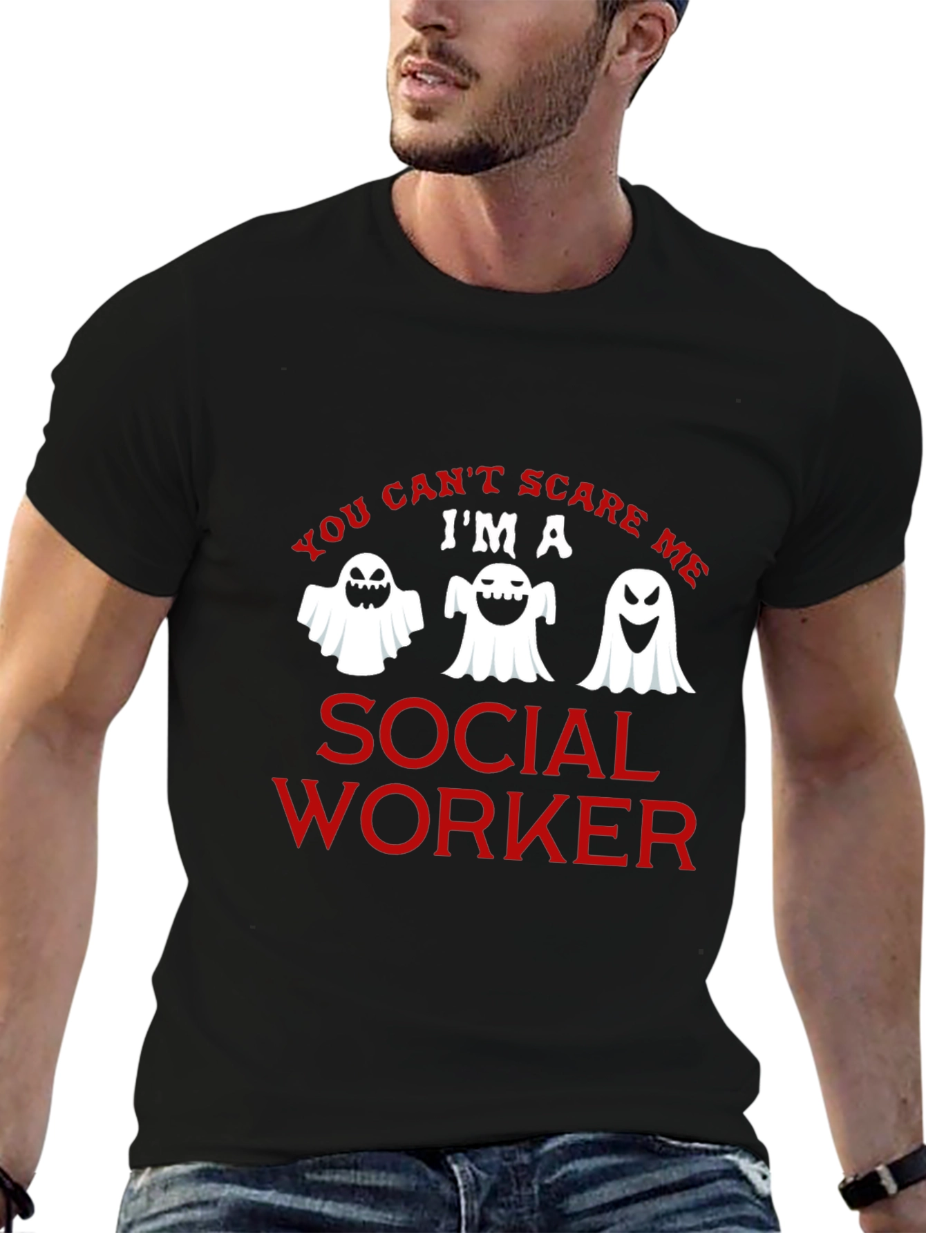 Social Worker Halloween Ghost Graphic T-Shirt