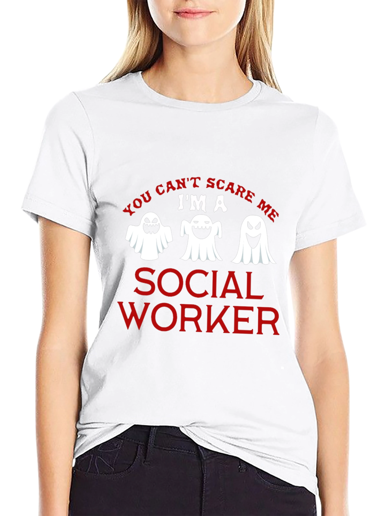 Social Worker Halloween Ghost Graphic T-Shirt