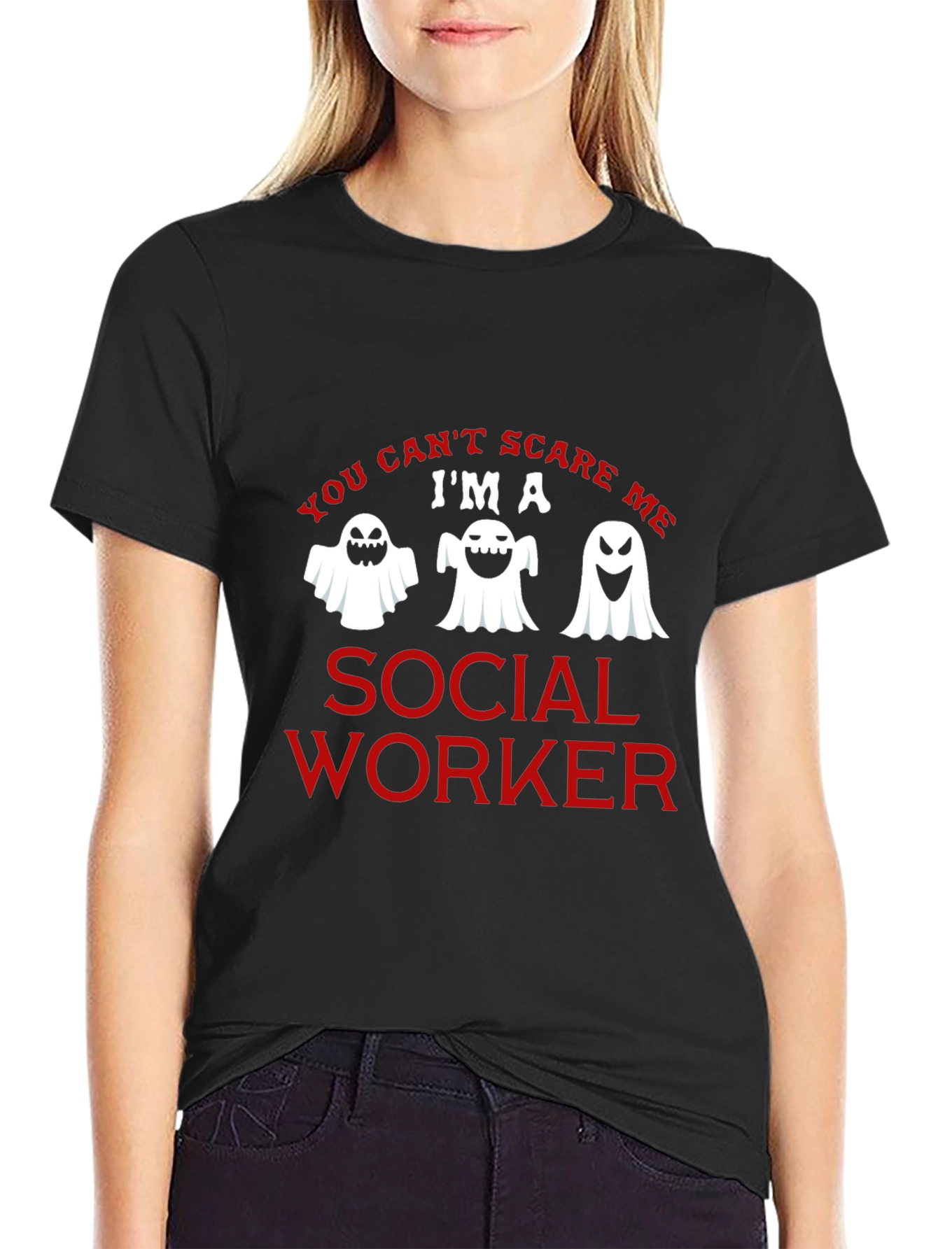 Social Worker Halloween Ghost Graphic T-Shirt