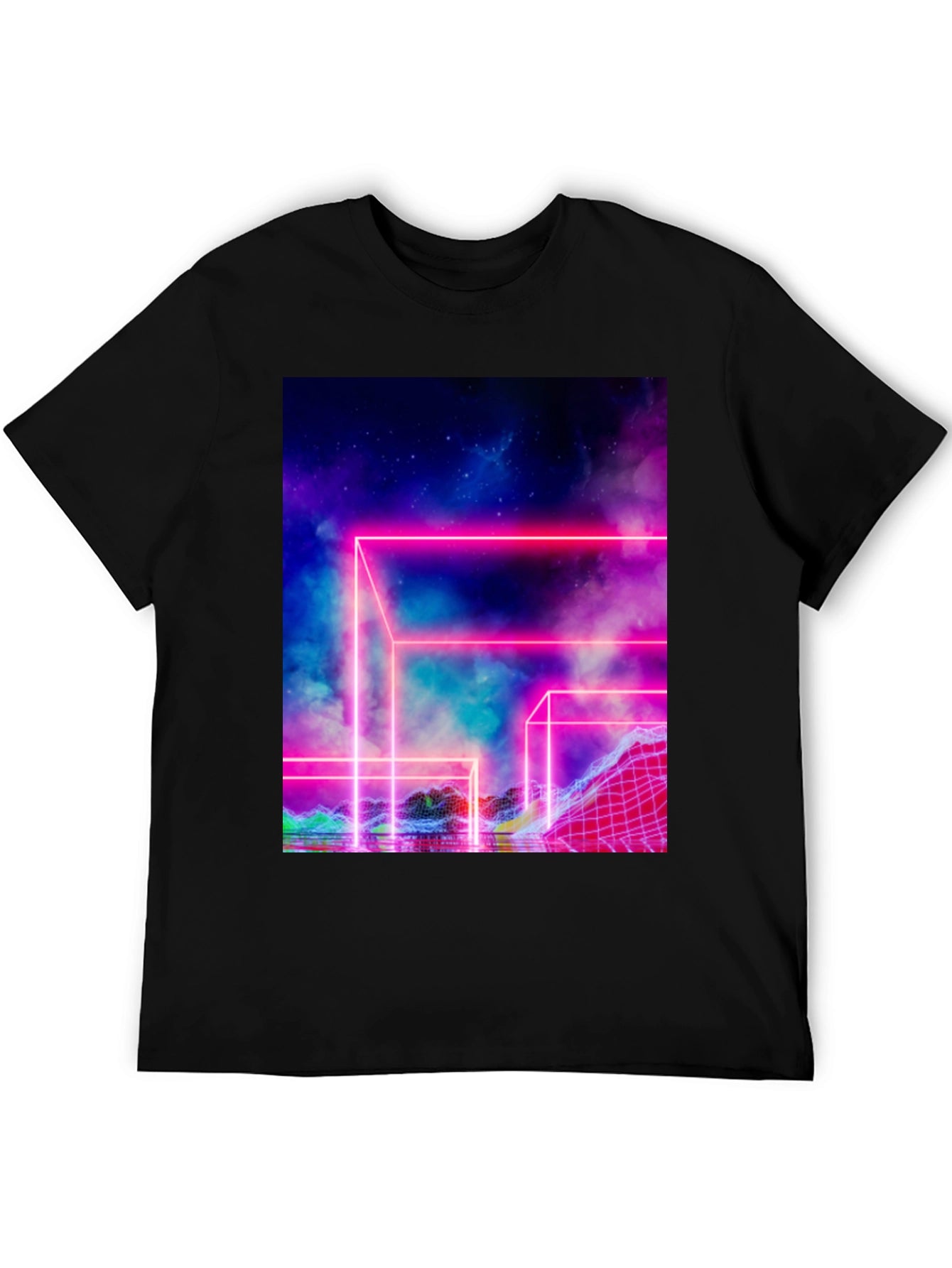 Vaporwave T-Shirt Neon Grid Graphic Tee