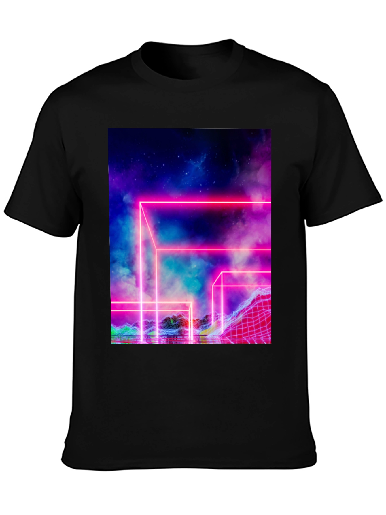 Vaporwave T-Shirt Neon Grid Graphic Tee