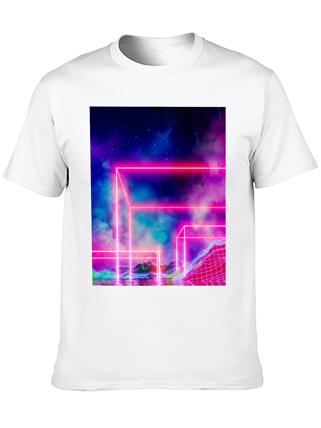 Vaporwave T-Shirt Neon Grid Graphic Tee