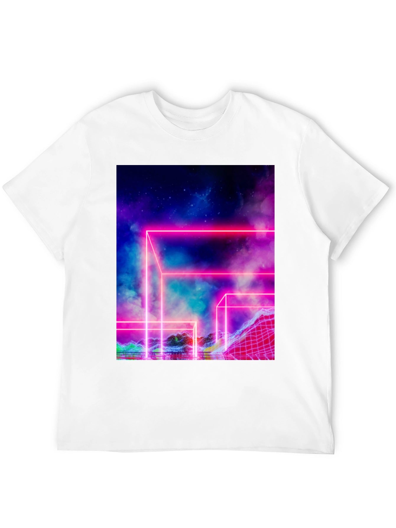 Vaporwave T-Shirt Neon Grid Graphic Tee
