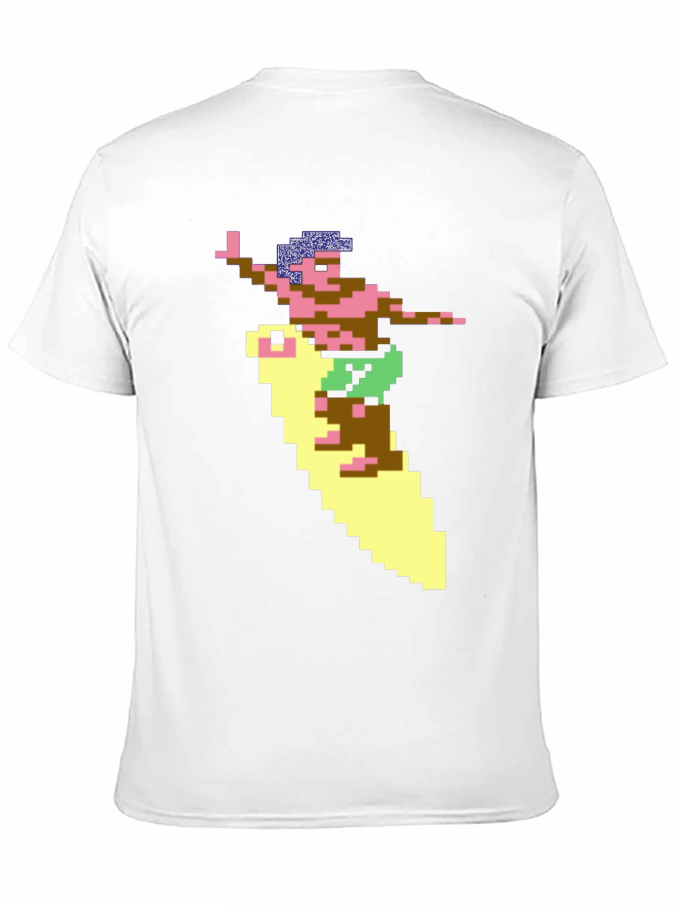 Retro Surfer Pixel Art Black T-Shirt