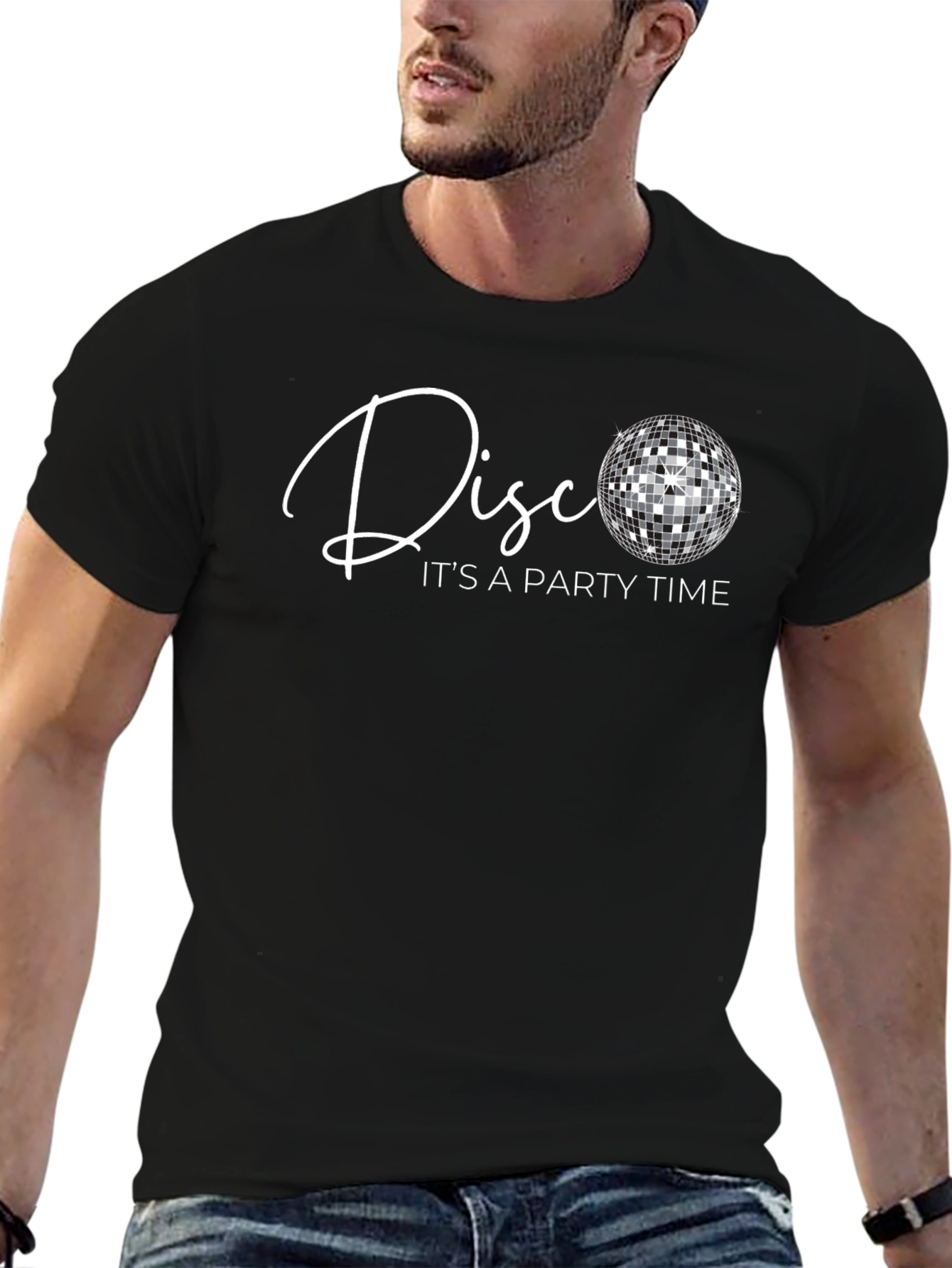 Disco Party Time Black Graphic Tee