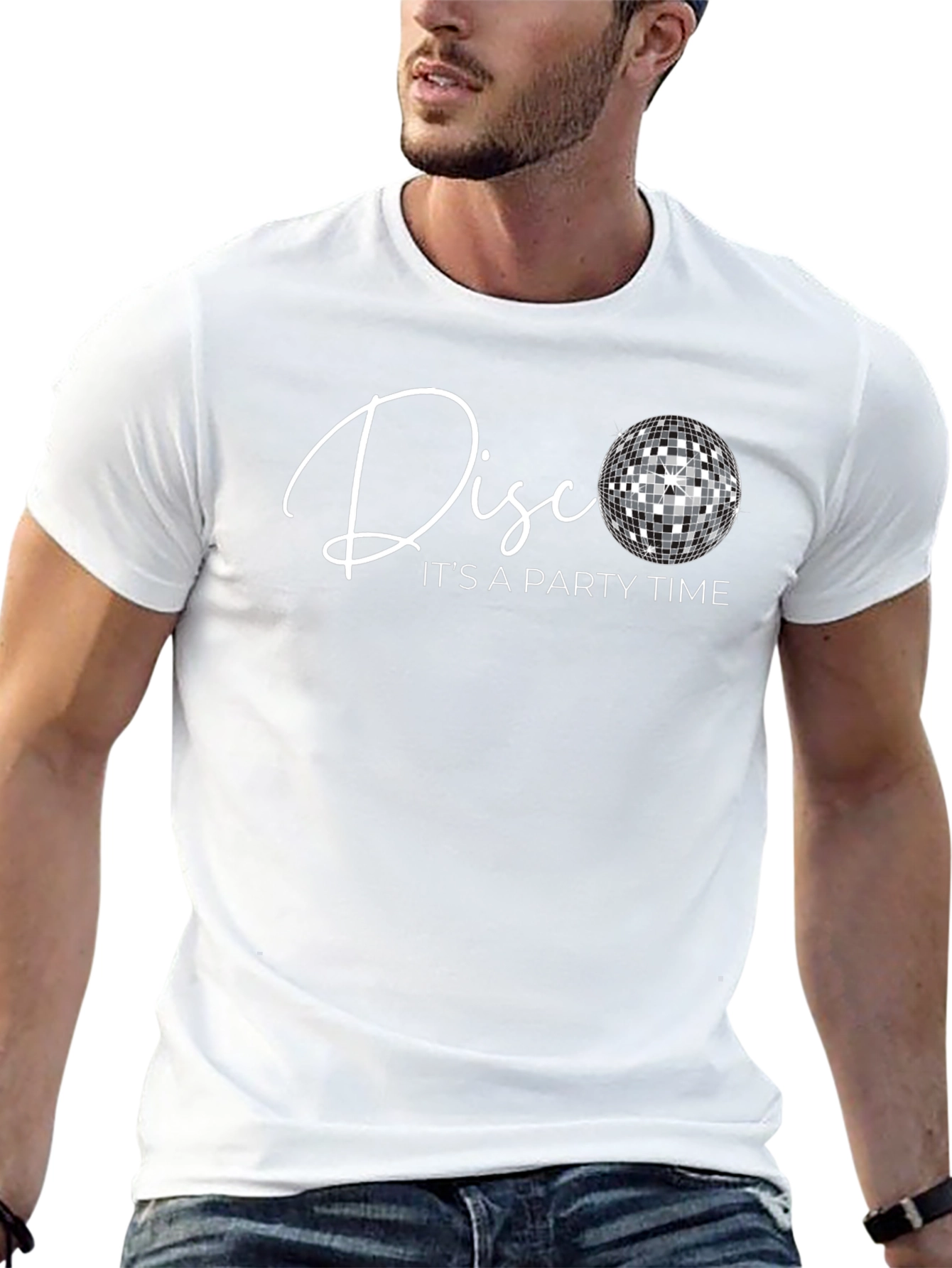 Disco Party Time Black Graphic Tee