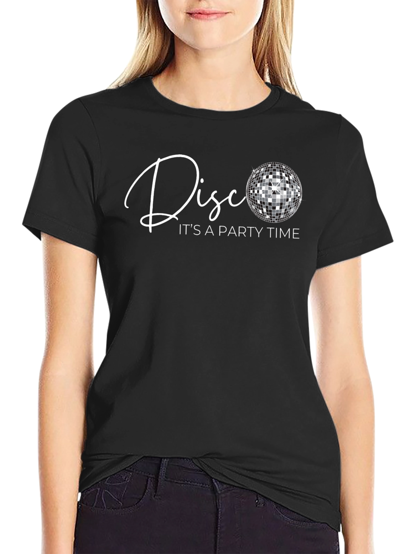 Disco Party Time Black Graphic Tee