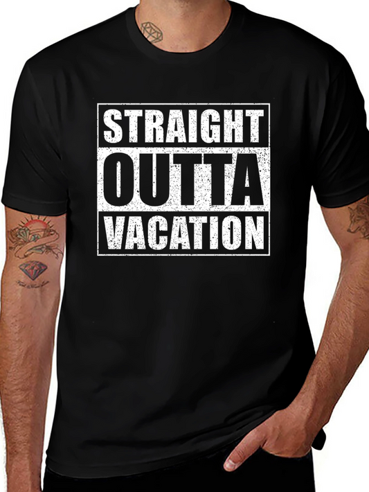 Straight Outta Vacation Graphic T-Shirt - Black