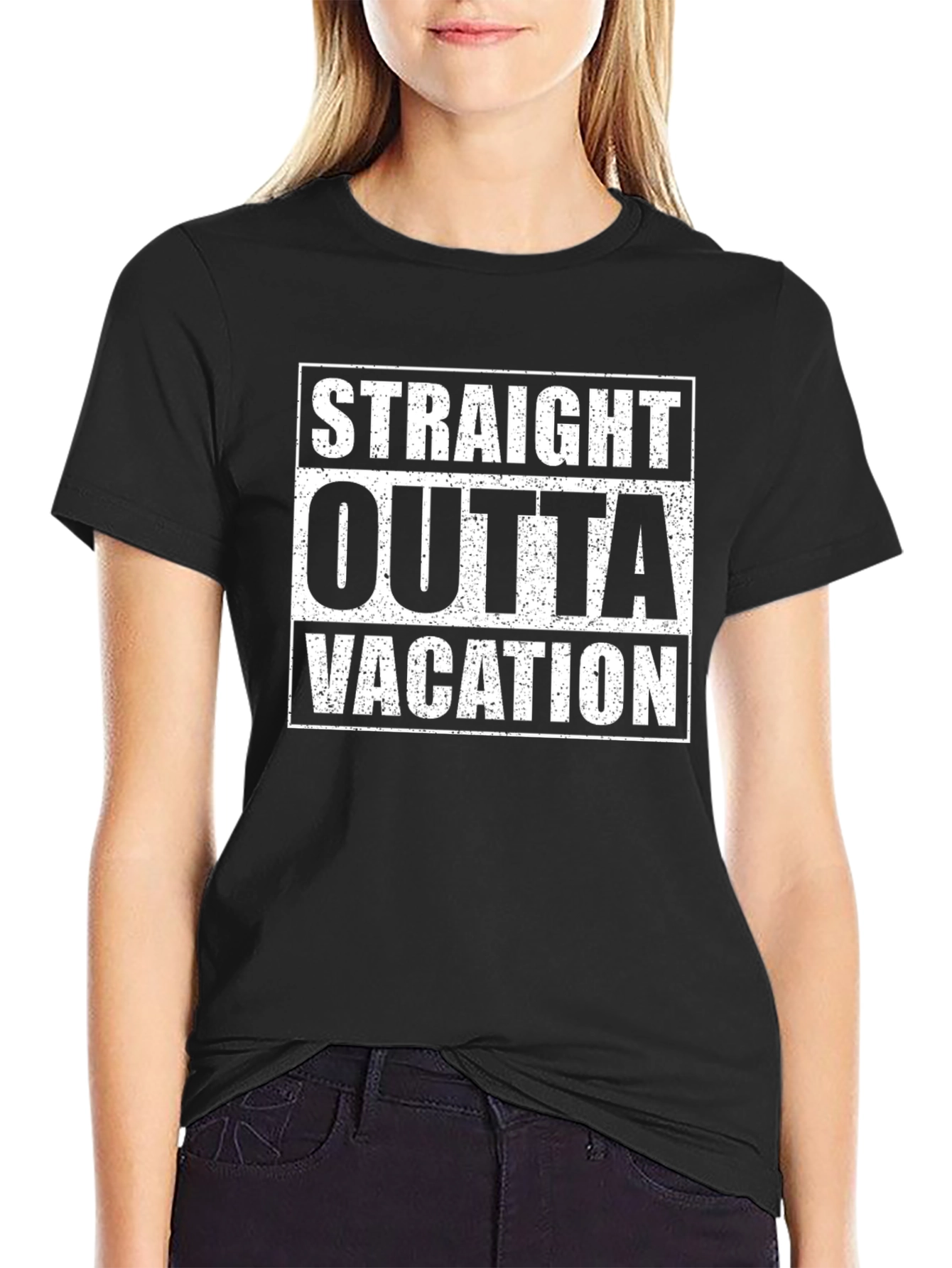 Straight Outta Vacation Graphic T-Shirt - Black