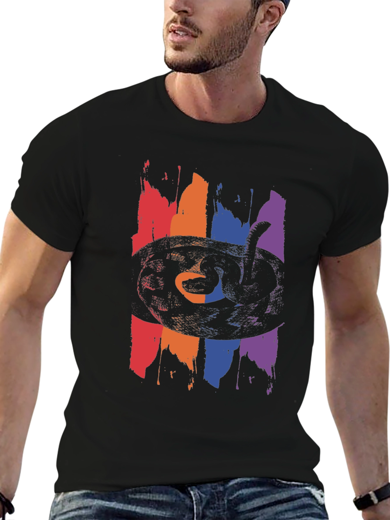 Mens Snake Graphic Tee - Black