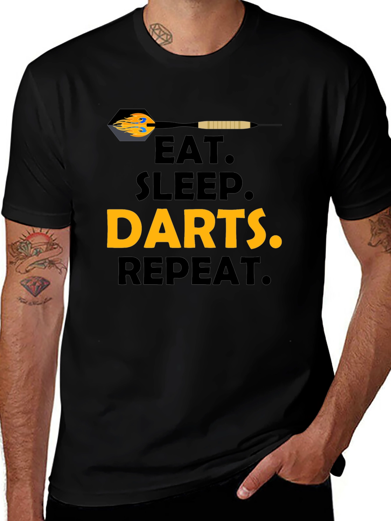 Eat Sleep Darts Repeat T-Shirt - Black