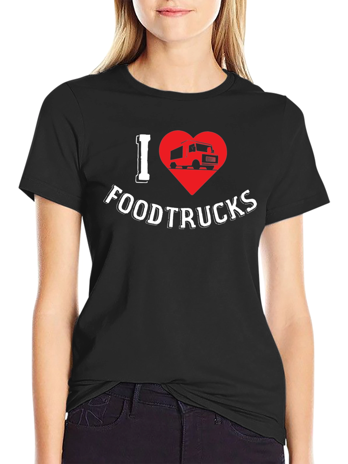 I Heart Food Trucks Graphic Tee - Black