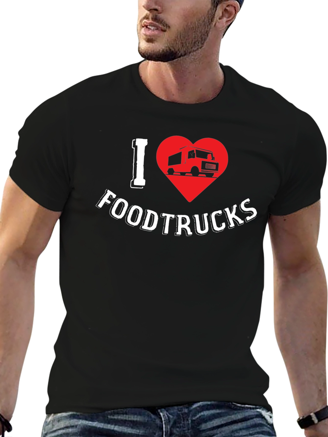 I Heart Food Trucks Graphic Tee - Black