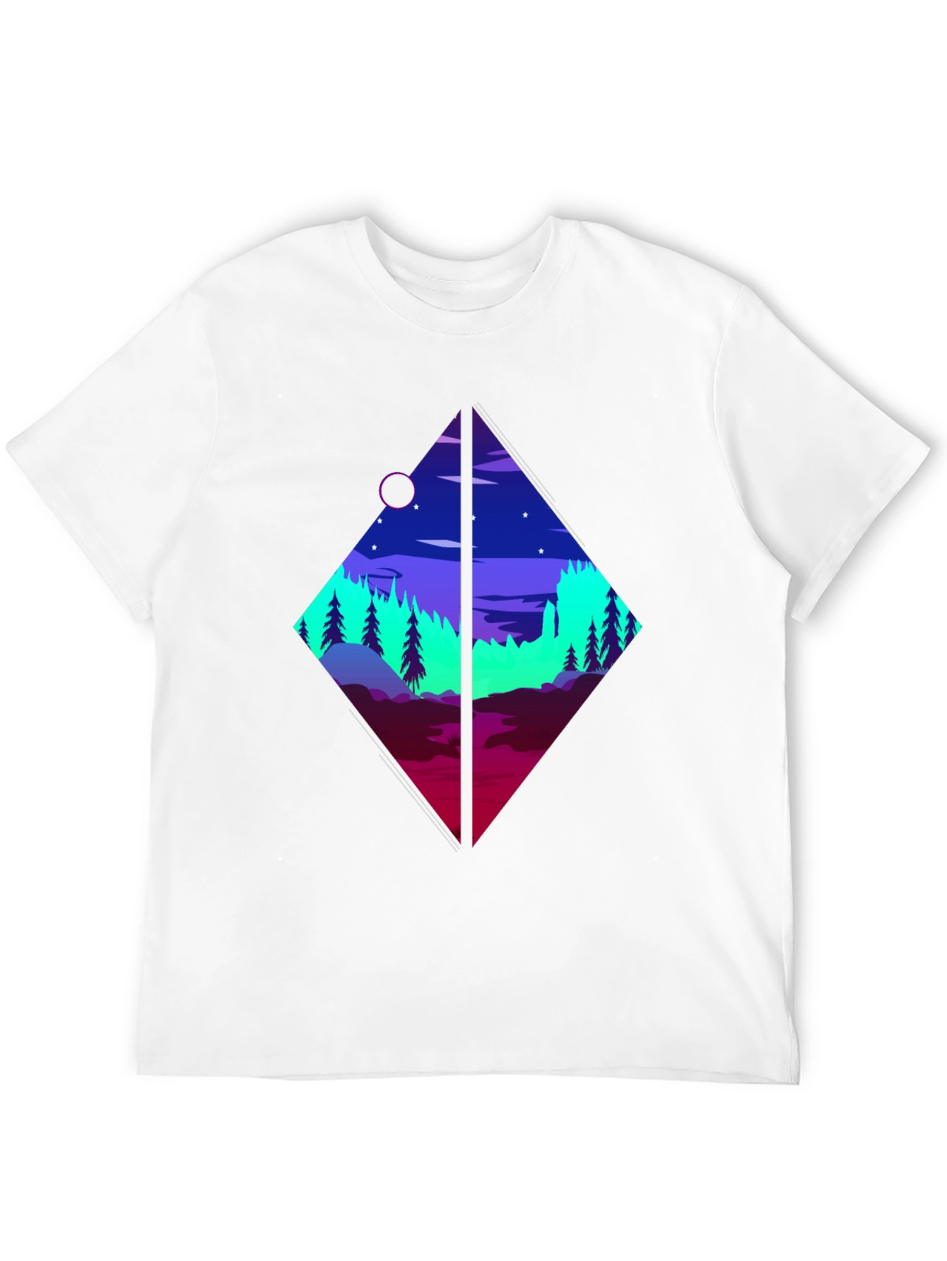 Geometric Landscape Graphic Tee - Black Cotton Shirt