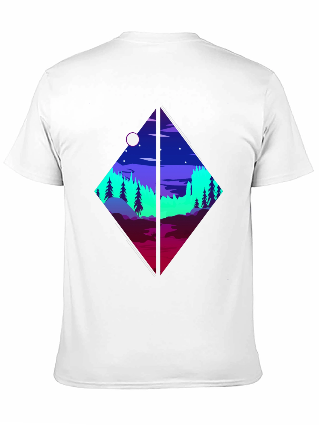 Geometric Landscape Graphic Tee - Black Cotton Shirt