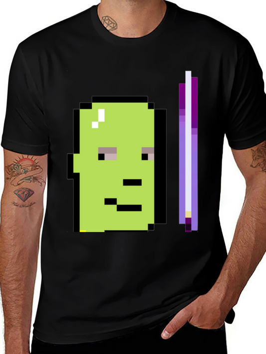 Pixel Art Character Graphic Tee - Black T-Shirt