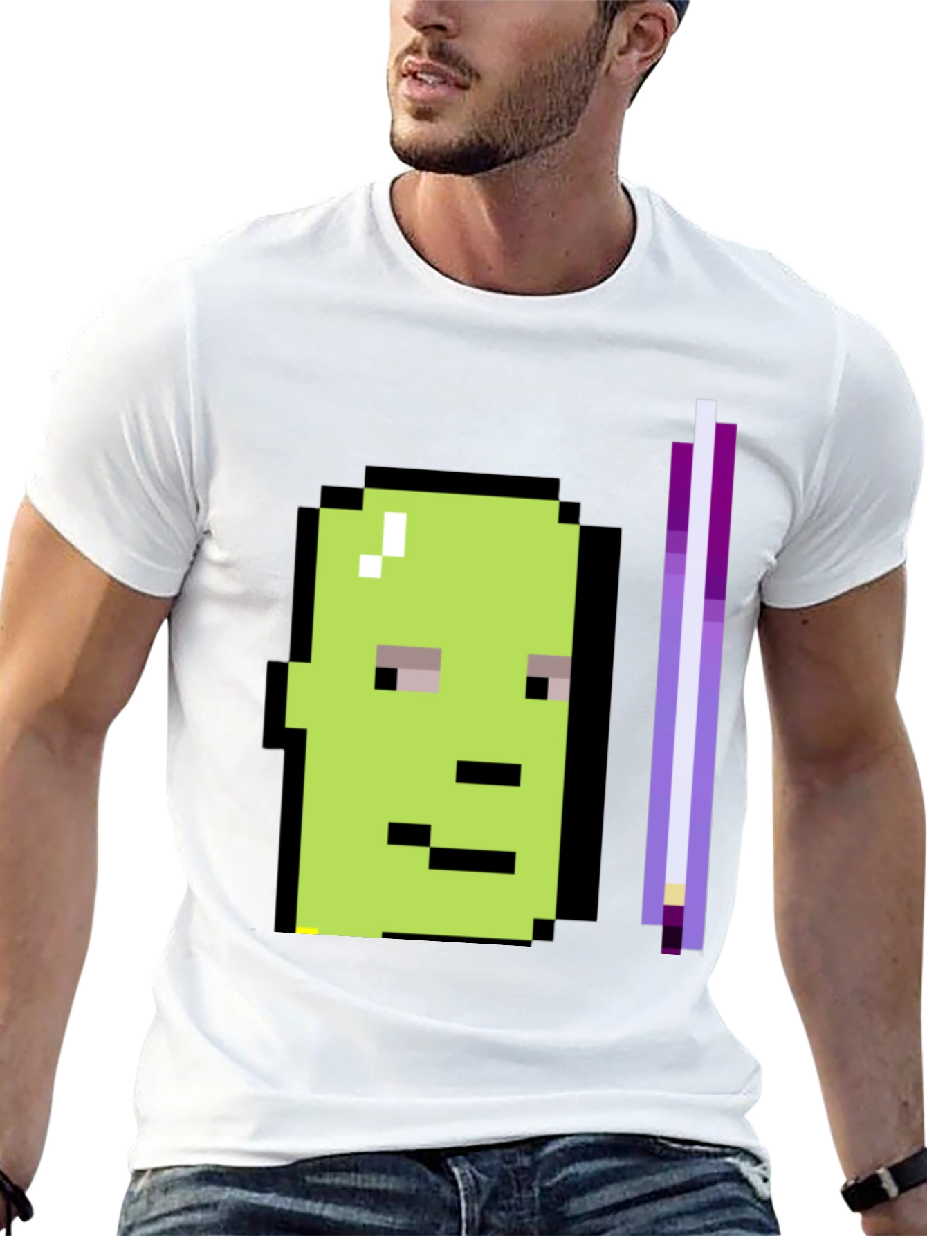 Pixel Art Character Graphic Tee - Black T-Shirt