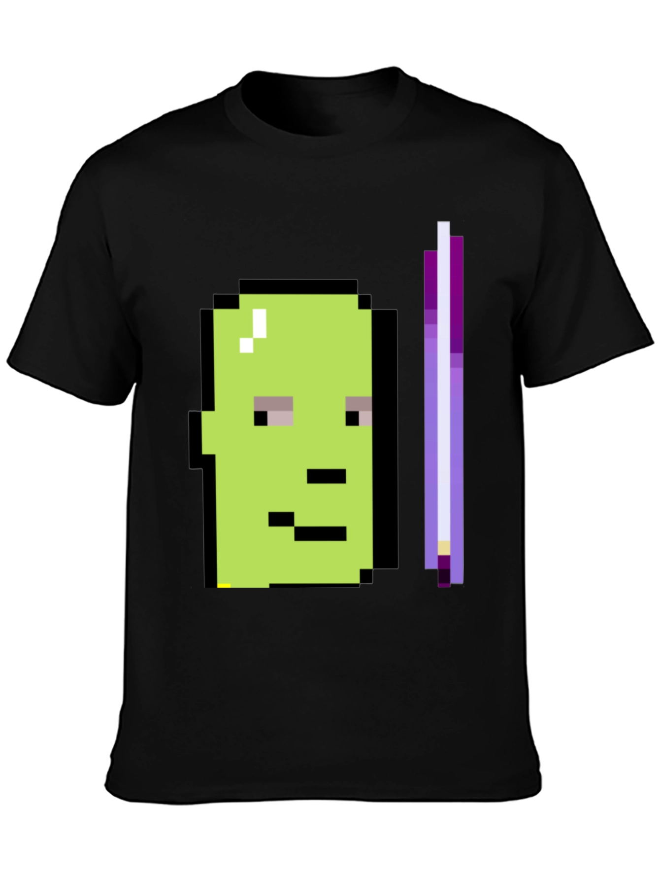 Pixel Art Character Graphic Tee - Black T-Shirt