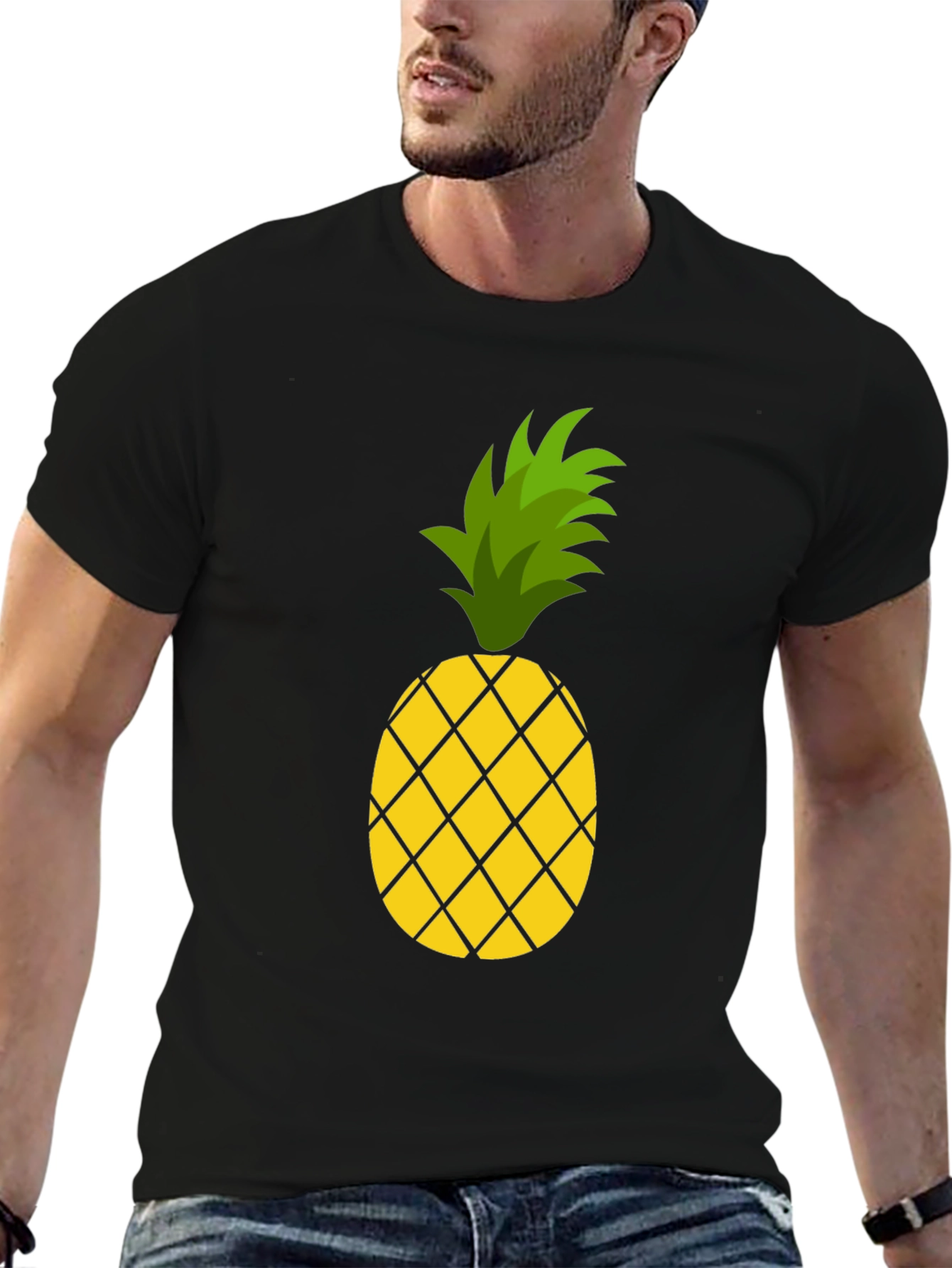 Pineapple Graphic Tee - Casual Black T-Shirt