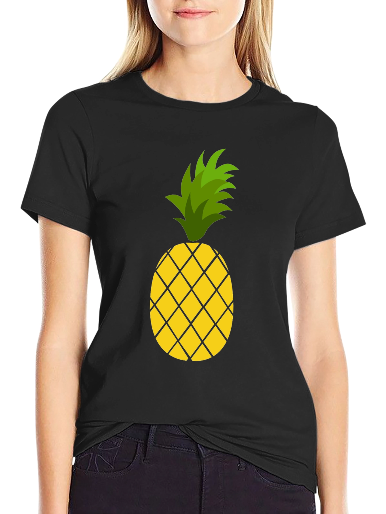 Pineapple Graphic Tee - Casual Black T-Shirt