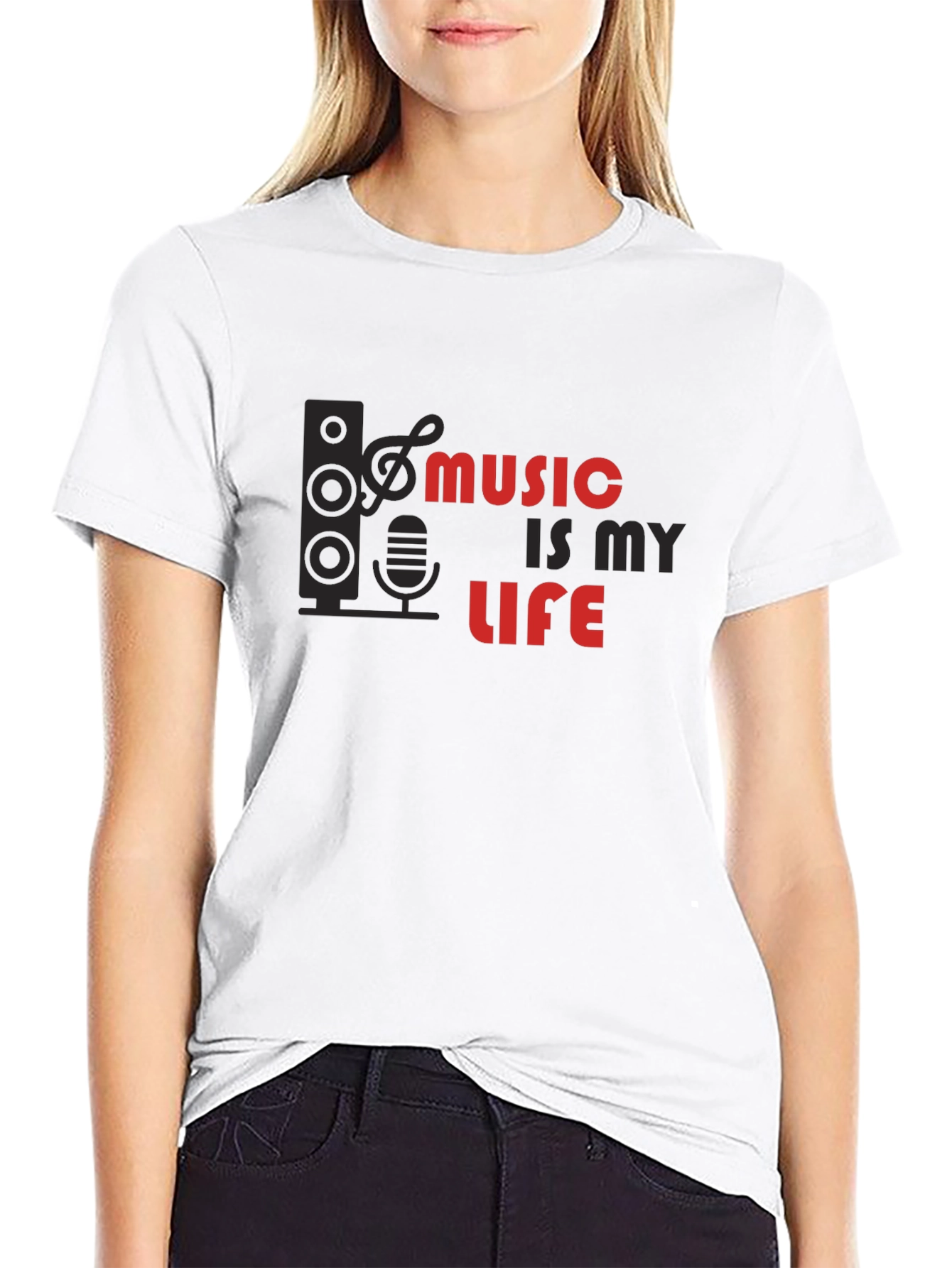 Music is My Life Graphic Tee - Black