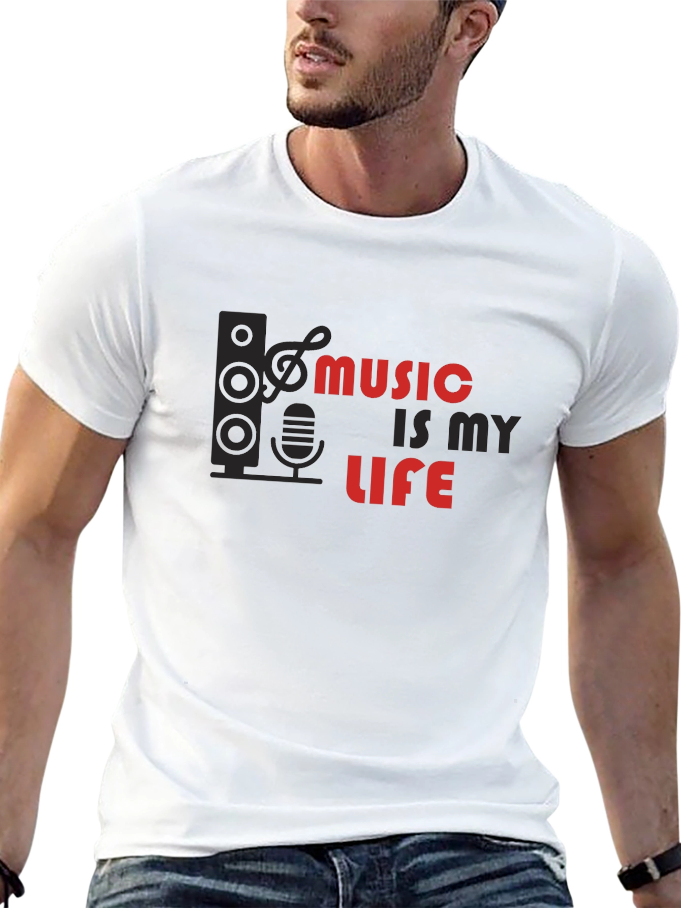 Music is My Life Graphic Tee - Black