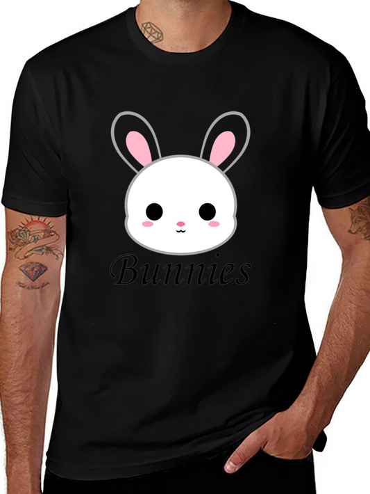 Cute Bunny Graphic Tee - Unisex Black T-Shirt